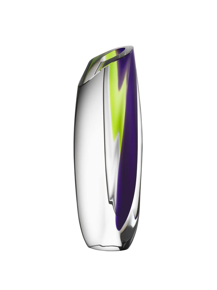 Kosta Boda Saraband Purple/Green Crystal Vase, 14" x 6 1/2"