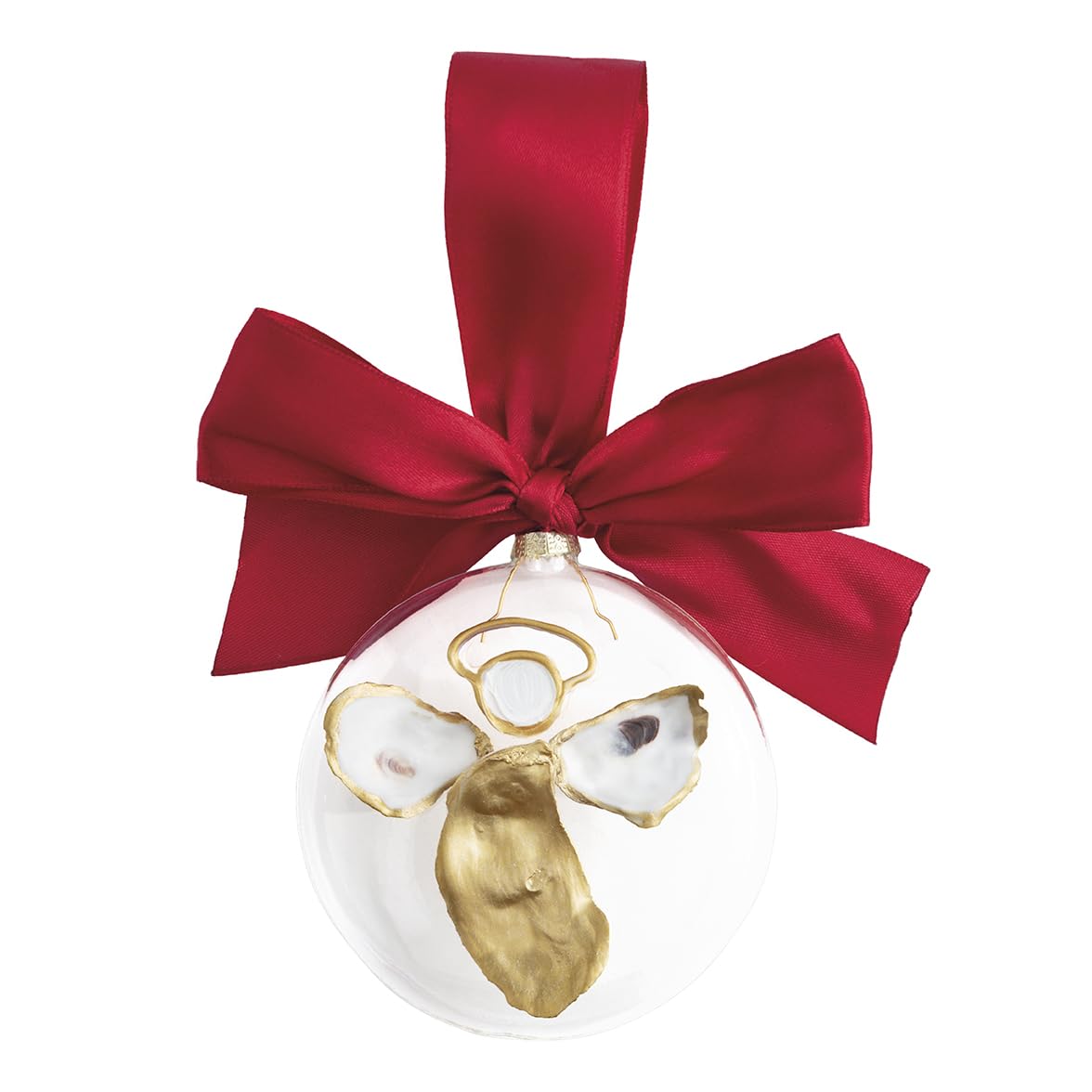 Mud Pie Christmas Angel Glass & Oyster Ornament
