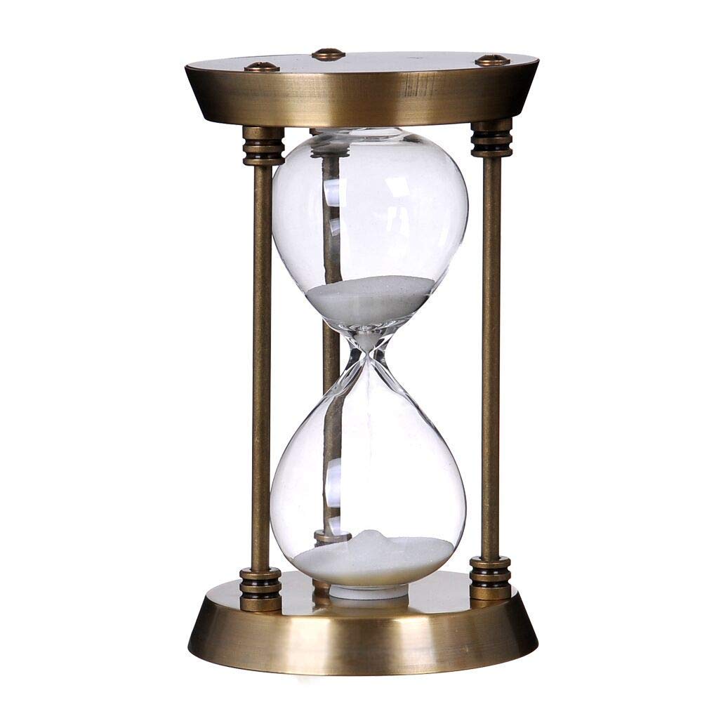 B BELLAWARE 60 Minute Metal Hourglass Decorative White Sand Timer, Bronze
