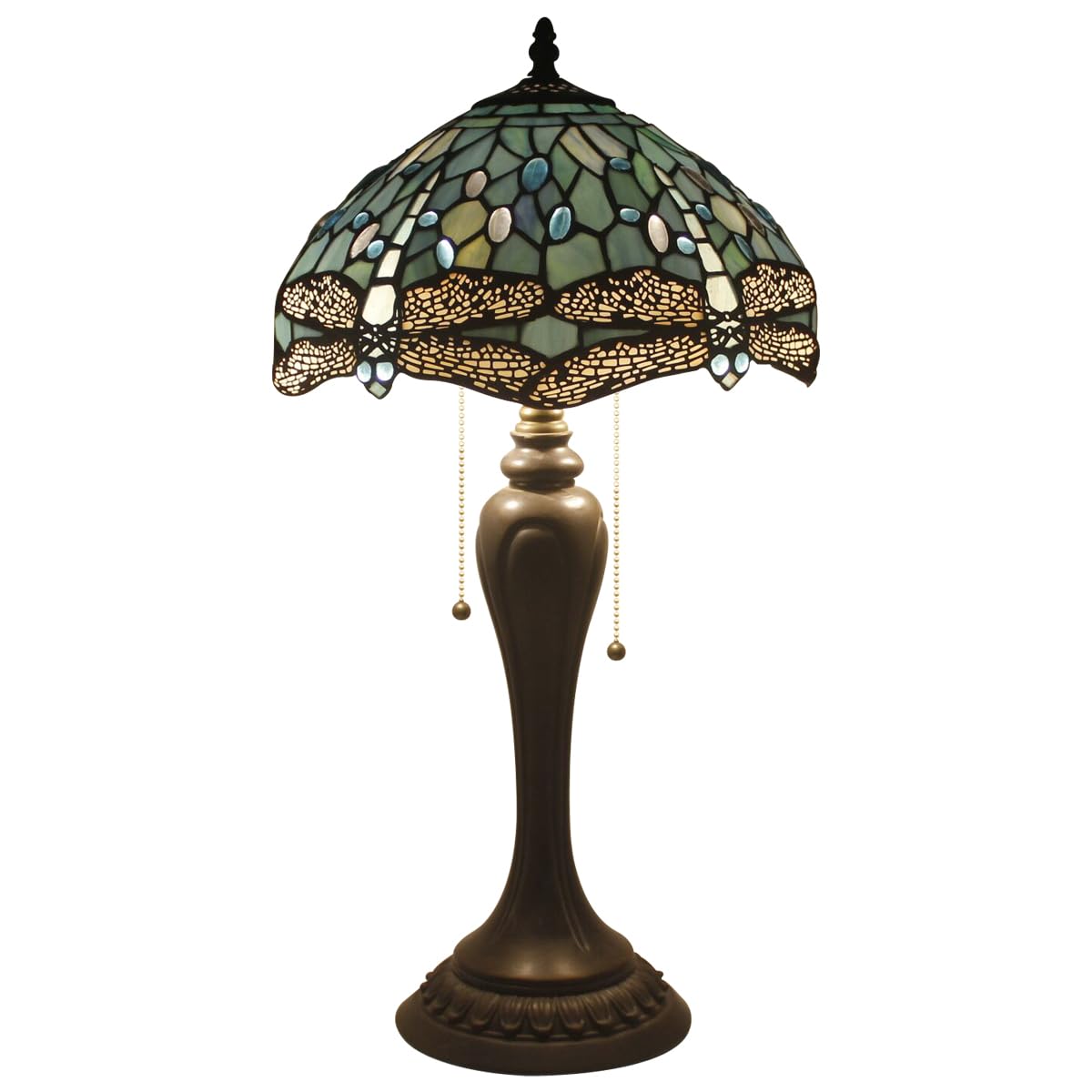 WERFACTORY Tiffany Table Lamp Stained Glass Bedside Lamp Desk Reading Light