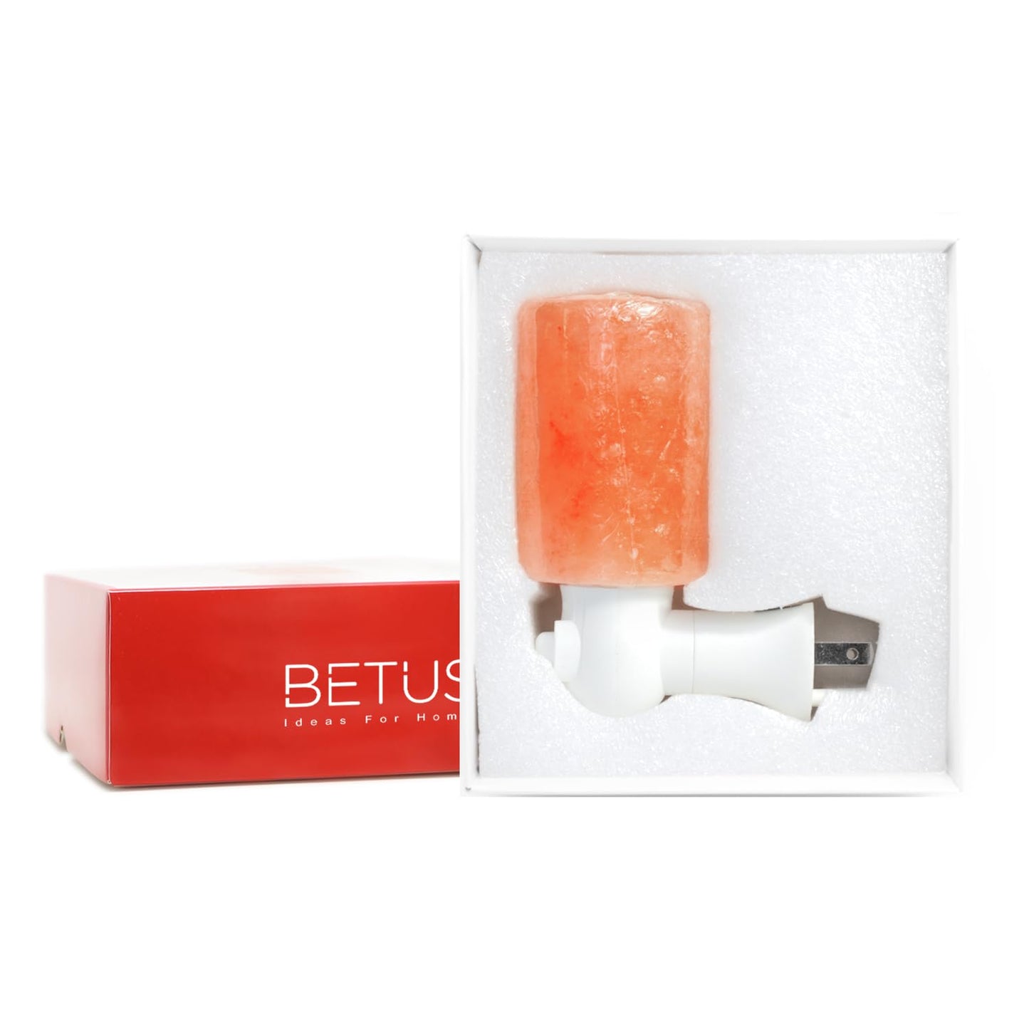 Betus Natural Crystal Himalayan Salt Wall Lamp - Air Purifying Night Light - 360° Rotatable Plug 7W Bulb - Cylindrical