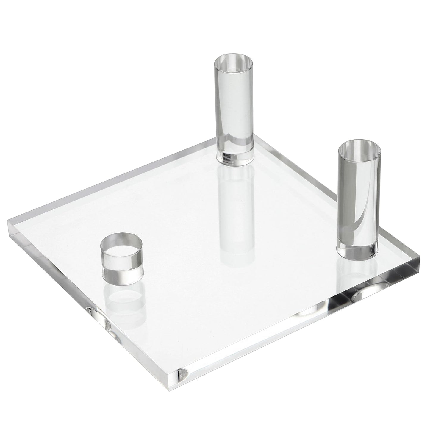 Hipiwe 8 Pack Clear Easel Stand Three Peg Rock Holder Acrylic Display Stand with Square Base Three Peg Rock Display Holder for Geodes Mineral Agate Small Collectibles, 4.3 x 4.3 Inch