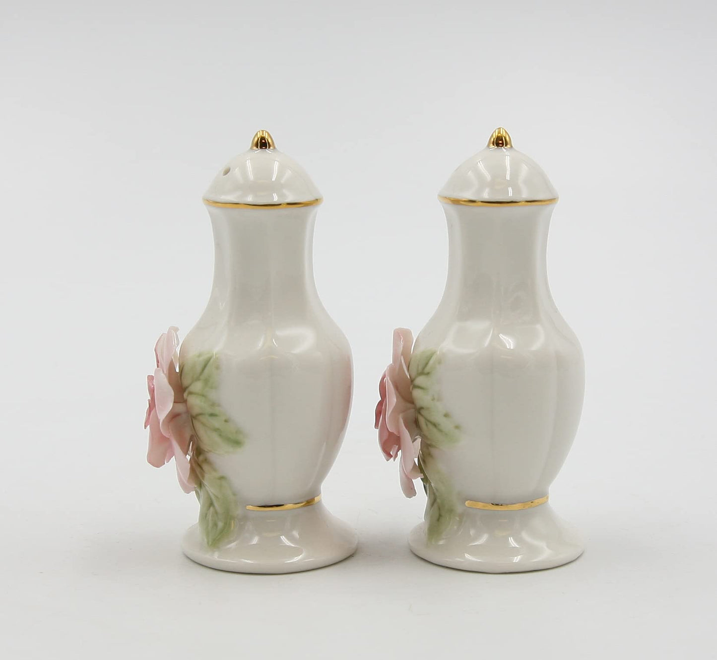 Cosmos Gifts 21027 Pink Rose Jar with Gold Trim Salt and Pepper Shaker