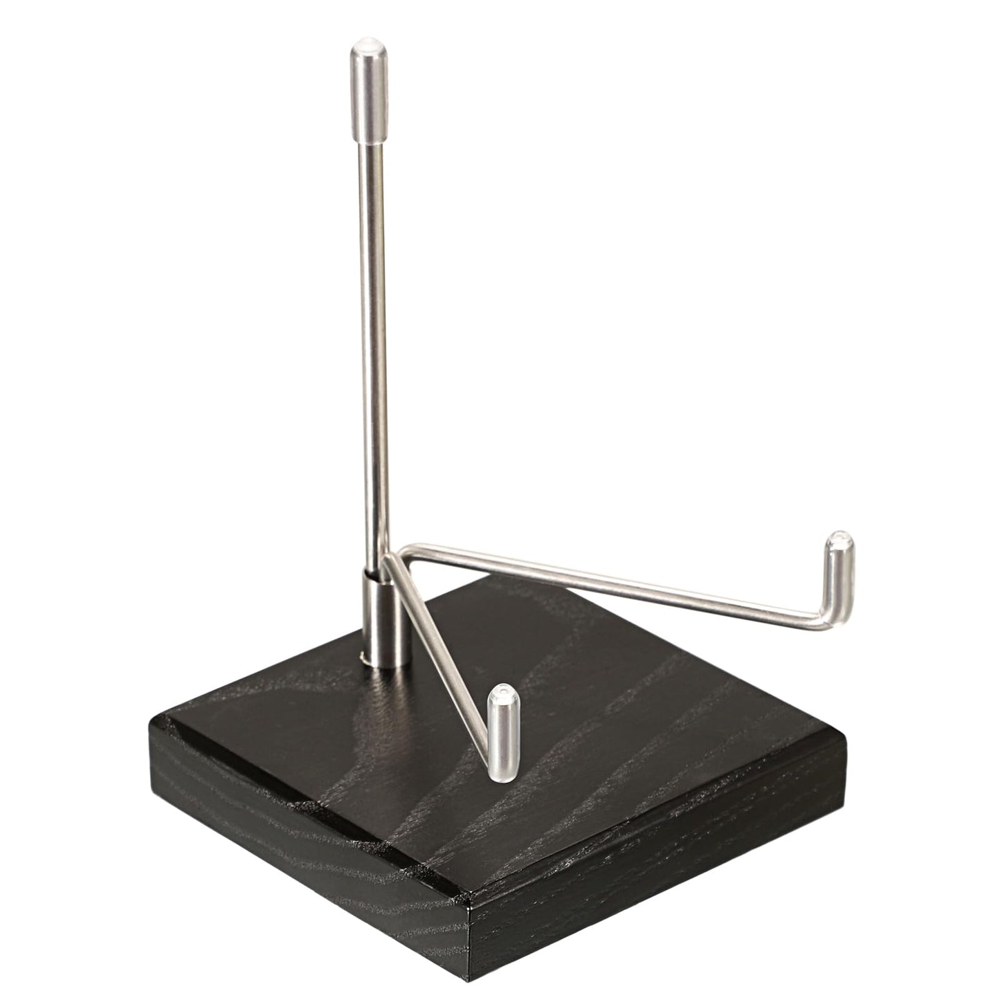 Hipiwe Adjustable Stainless Steel Arm Display Stand Easel with Wooden Base Rocks Crystal Display Easel Holder for Mineral Agate Gemstones Fossils Coral Geodes Plate and Photo, 3.1"x3.1"x4.9"