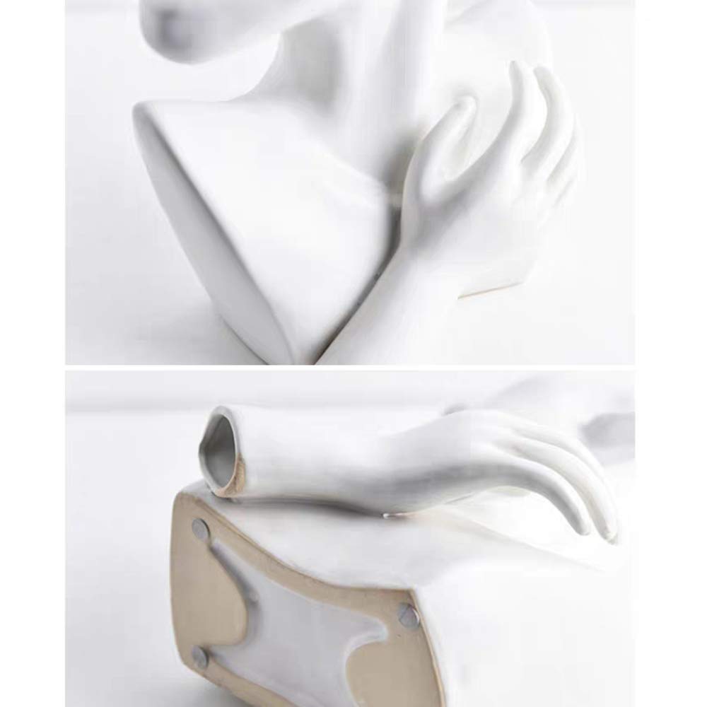 Funsoba Ceramics Statue Flower Vase Face Pots Bust Head Shaped for Birthday Gifts Home Office Decoration (White)