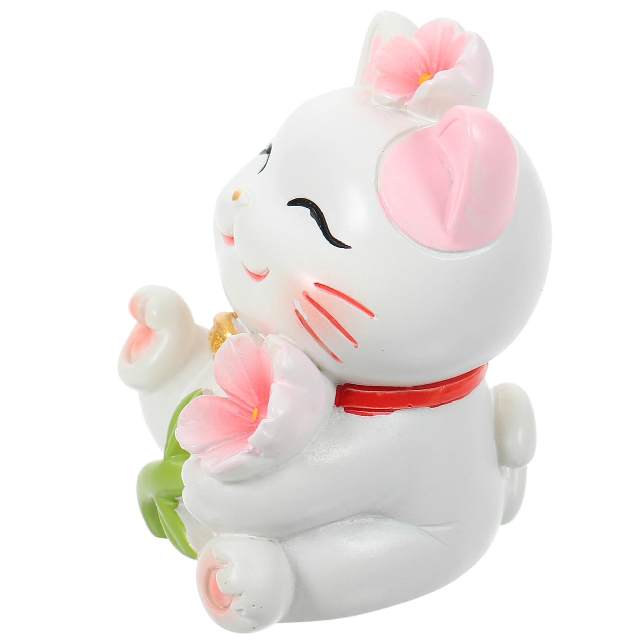 Amosfun Lucky Cat Ornament Resin Figurine 2.28In Cute Desktop Cat Decoration for Home Office Car Japanese Style Lucky Cats Charm