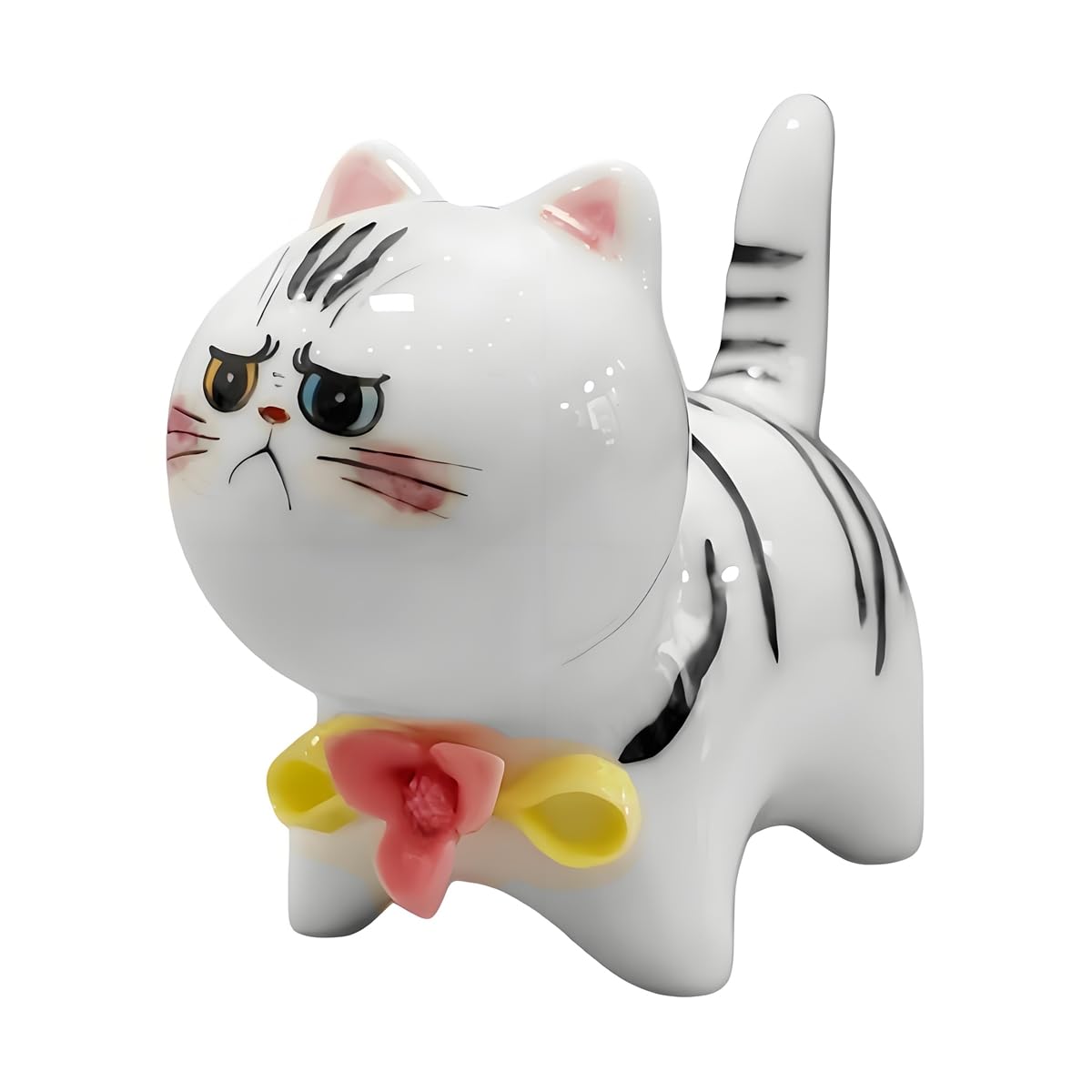 RiJinDuoJin Cute Lucky Healing Cat Themed Decorative, Handmade Ceramic Cat Figurine for Cat Lovers, Ideal for Desk, Bookshelf, Nightstand & Home Decor, for Motherās Day, Easter, Birthday, Men & Women