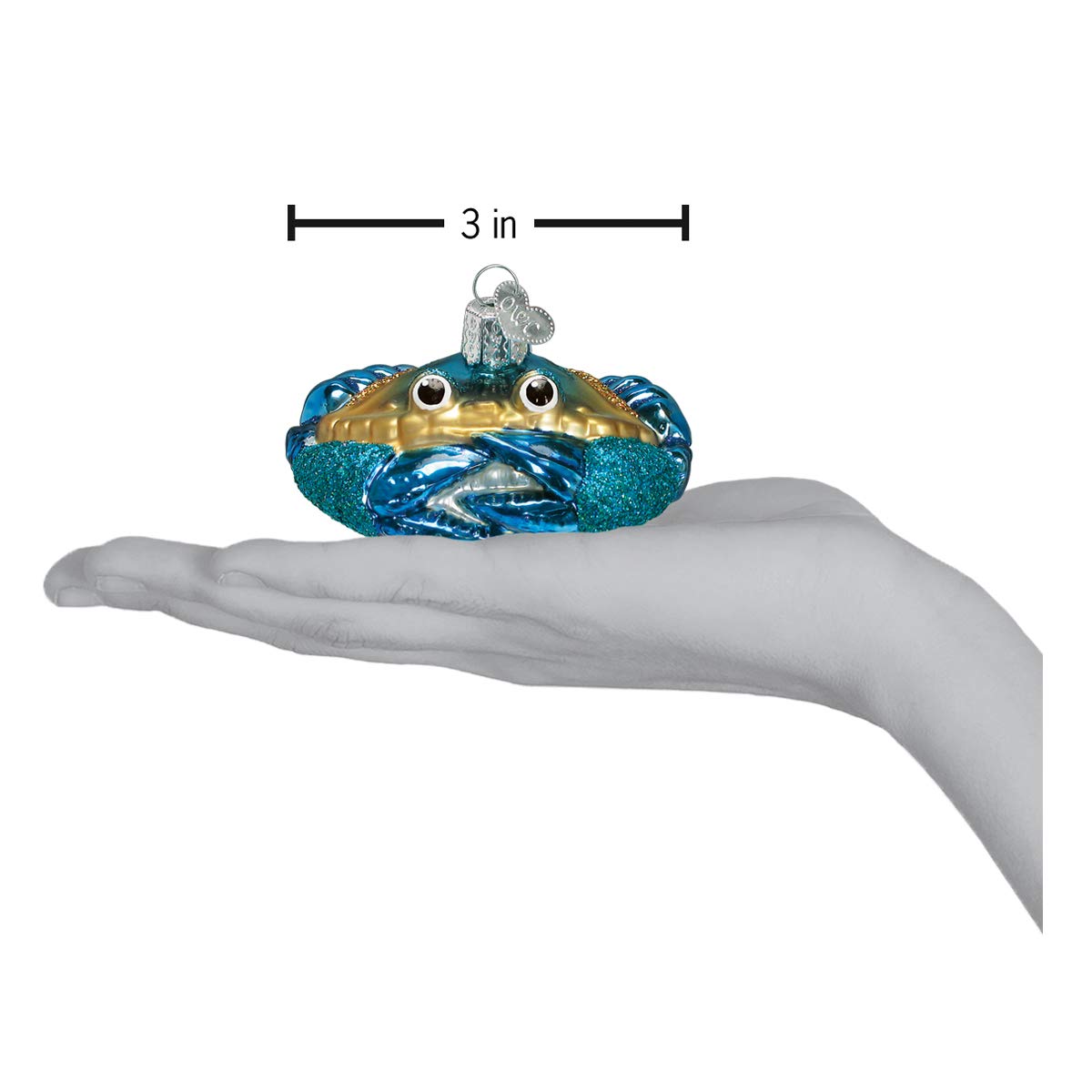 Old World Christmas Blue Crab Glass Blown Ornament for Christmas Tree, Handcrafted Holiday Decoration, Sea Collection