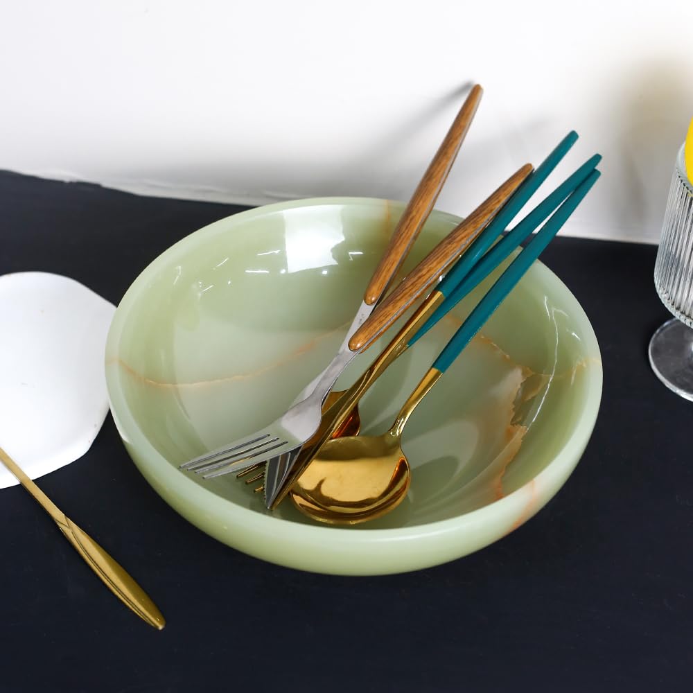 FutureStone Luxury Decorative Marble Bowl for Home Decoration, Green Onyx Key Bowl for Entryway Table, Catchall for Coins, Change, Candy, Organizer Marble Tray