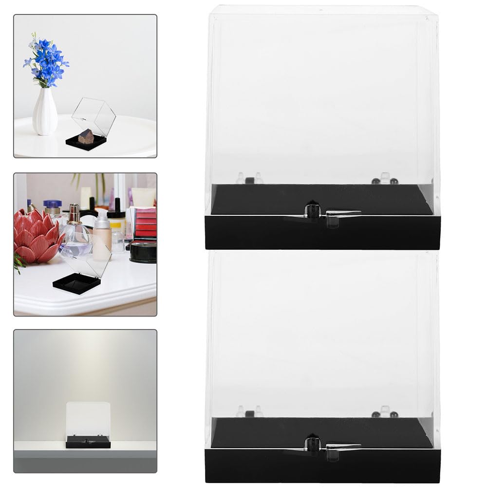 Ipetboom 4pcs Rock Collection Display Boxes - 2.67in Clear Miniature Storage Case Container for Mineral Specimens Gemstone Jewelry and Coins Sample with Unique Labeling System for Easy Organization