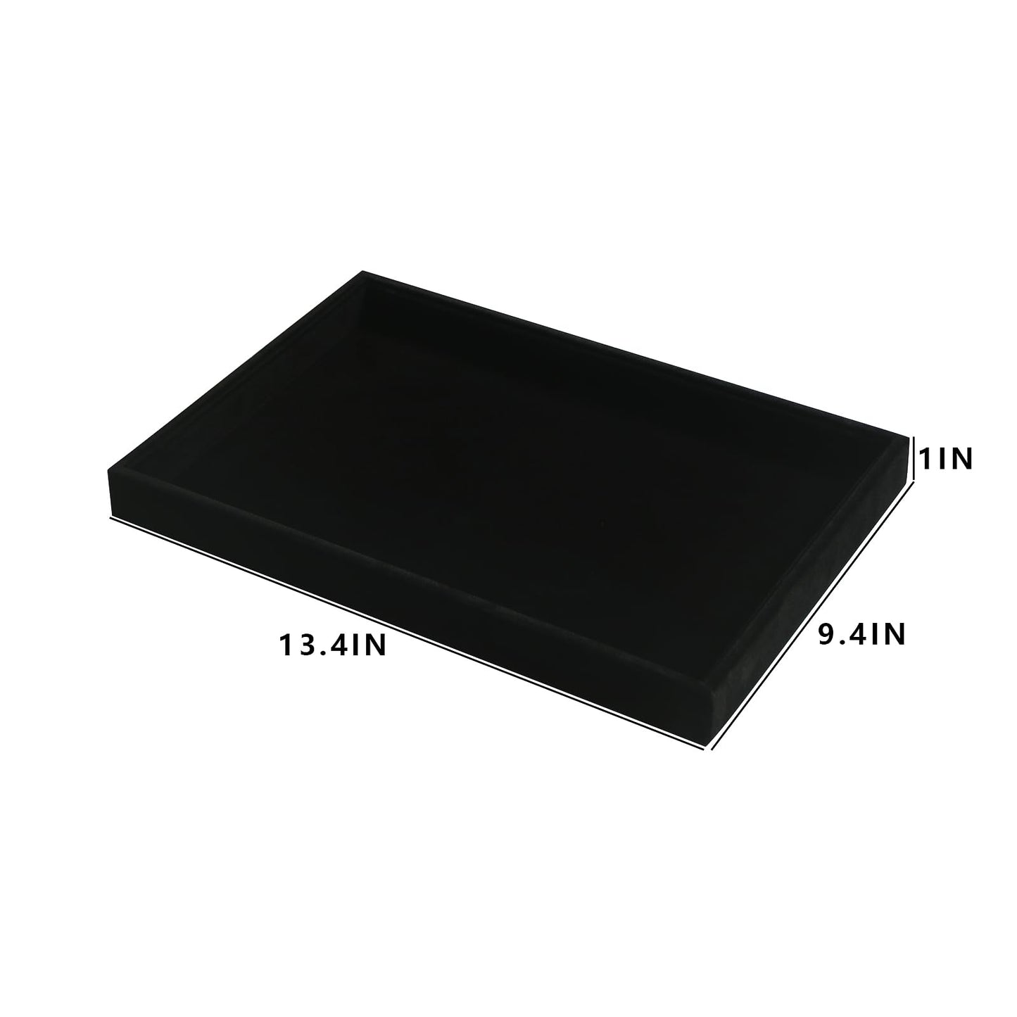 Coward 2Pcs/Set Black Velvet Stackable Jewerlry Organizer Tray Velvet Blank Tray Holder for Beads Bracelets Necklaces Earrings Store Selling or Home Show