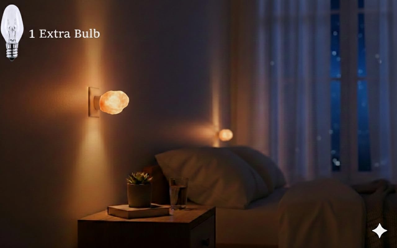 NatureBoost Himalayan Pink Salt Night Light – Natural Hand-Carved Crystal Rock Lamp Plug-in | Soothing Glow for Bedroom, Hallway, Bathroom | Includes Bulb | Unique Gift for Home & Wellness 1 Pack