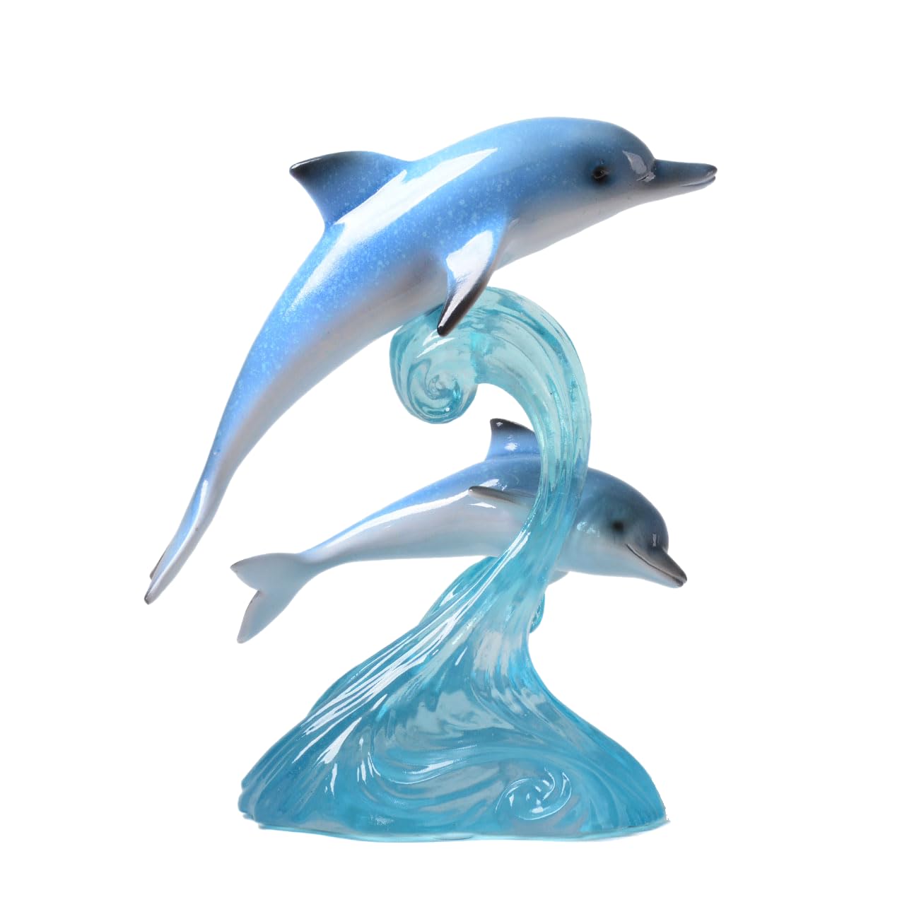 HAUCOZE Dolphin Decor Figurine Ocean Statue Modern Art Sculpture Home Gift for Bookshelf Living Room Office Polyresin 8.7 Inch