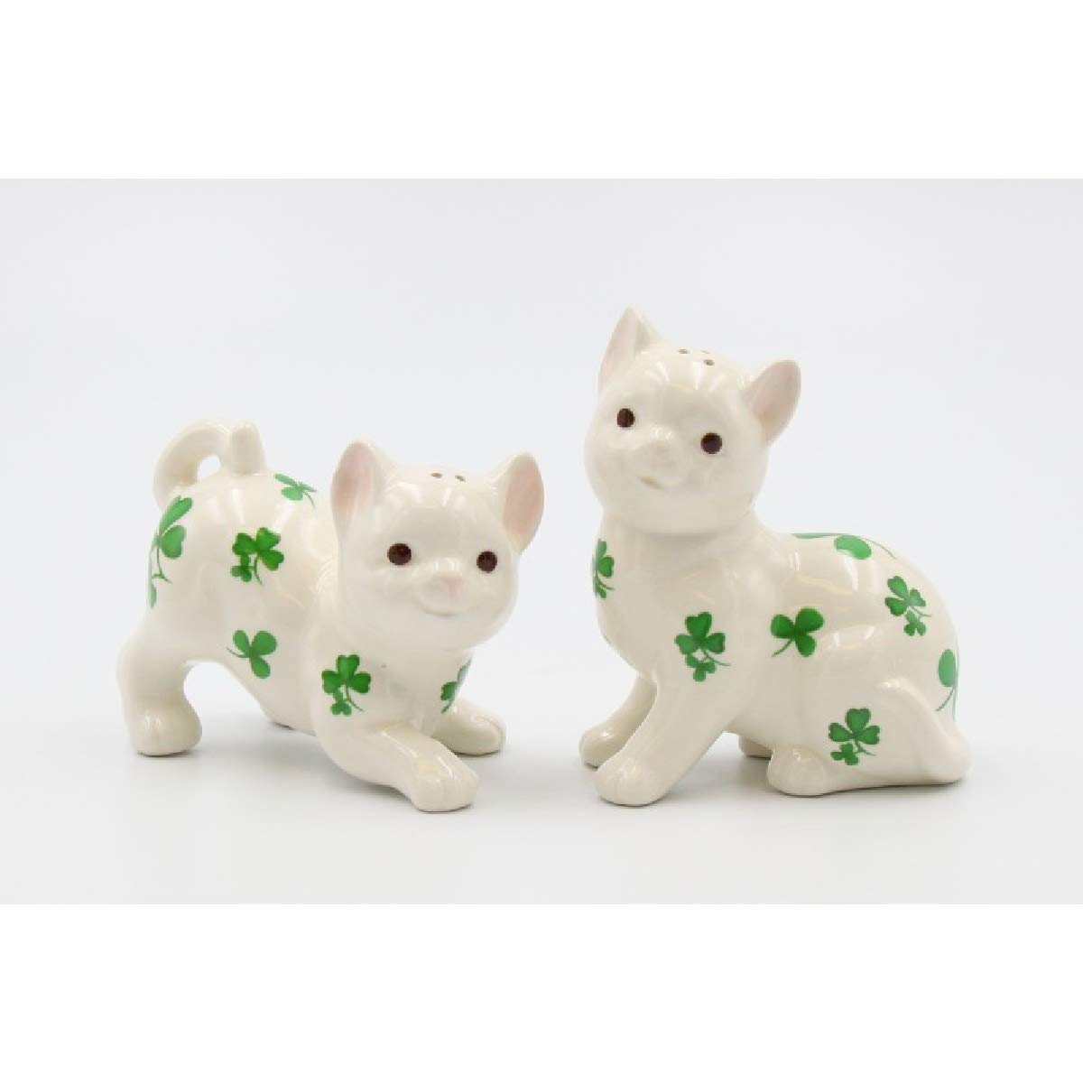 Cosmos Gifts 20788 Fine Ceramic Shamrock Cats Salt and Pepper Shakers