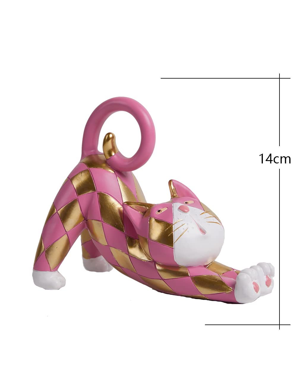 SEINHIJO Cat Figurine Statue Animal Sculpture Modern Decor Home Gift Art for Bedroom Living Room Polyresin Red 6.0 Inch