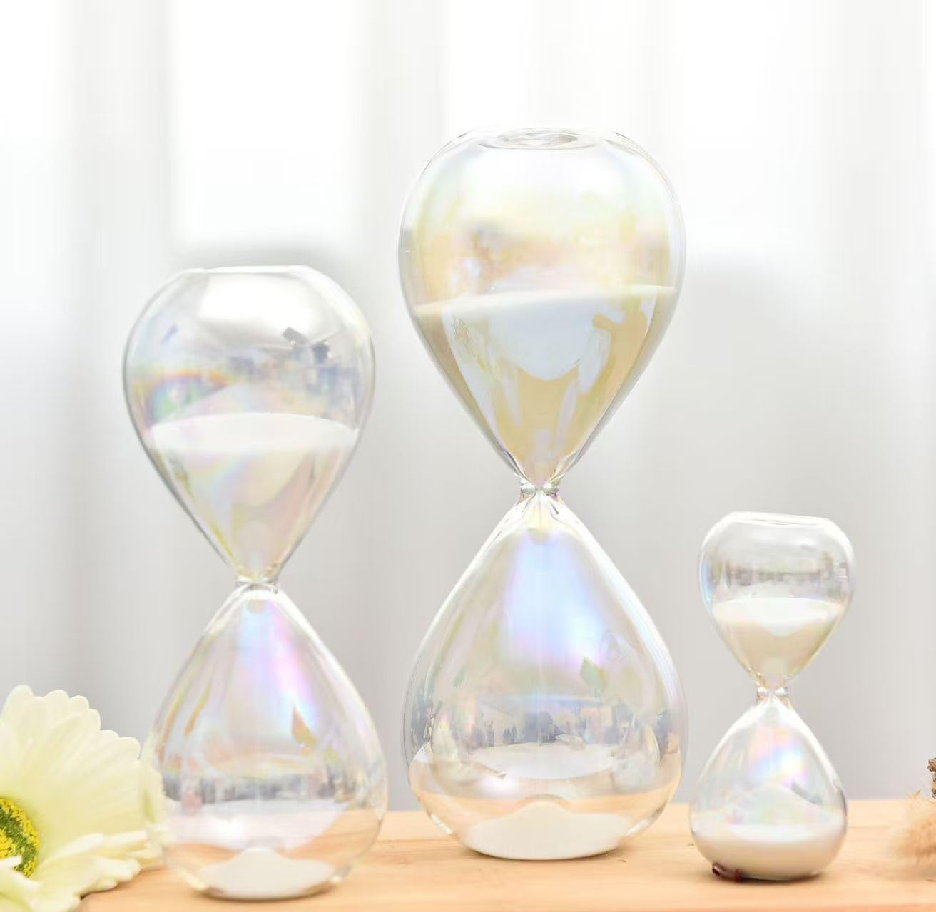 Falytemow Hourglass Sand Timer Glass Sand Timer Egg Hourglass for Kitchen Brushing Teeth School Teaching (Smooth, 30 Minutes)