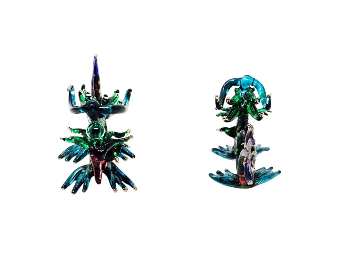 WitnyStore 3" Green Blue Chinese Asian Dragon Artistic Blown Glass Figurine Hand-Blown Statue Tabletop Decoration Unique Collectible for Adult Collectors Handcrafted Elegant Home Room Decor