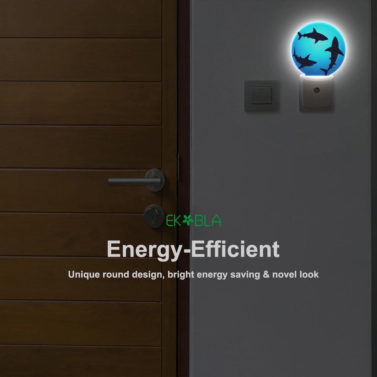EKOBLA Floating Sharks Night Light, Summer Sea Beach Night Lights Plug into Wall with Dusk to Dawn Sensor, Coastal Nautical Nightlights for Bathroom and Bedroom
