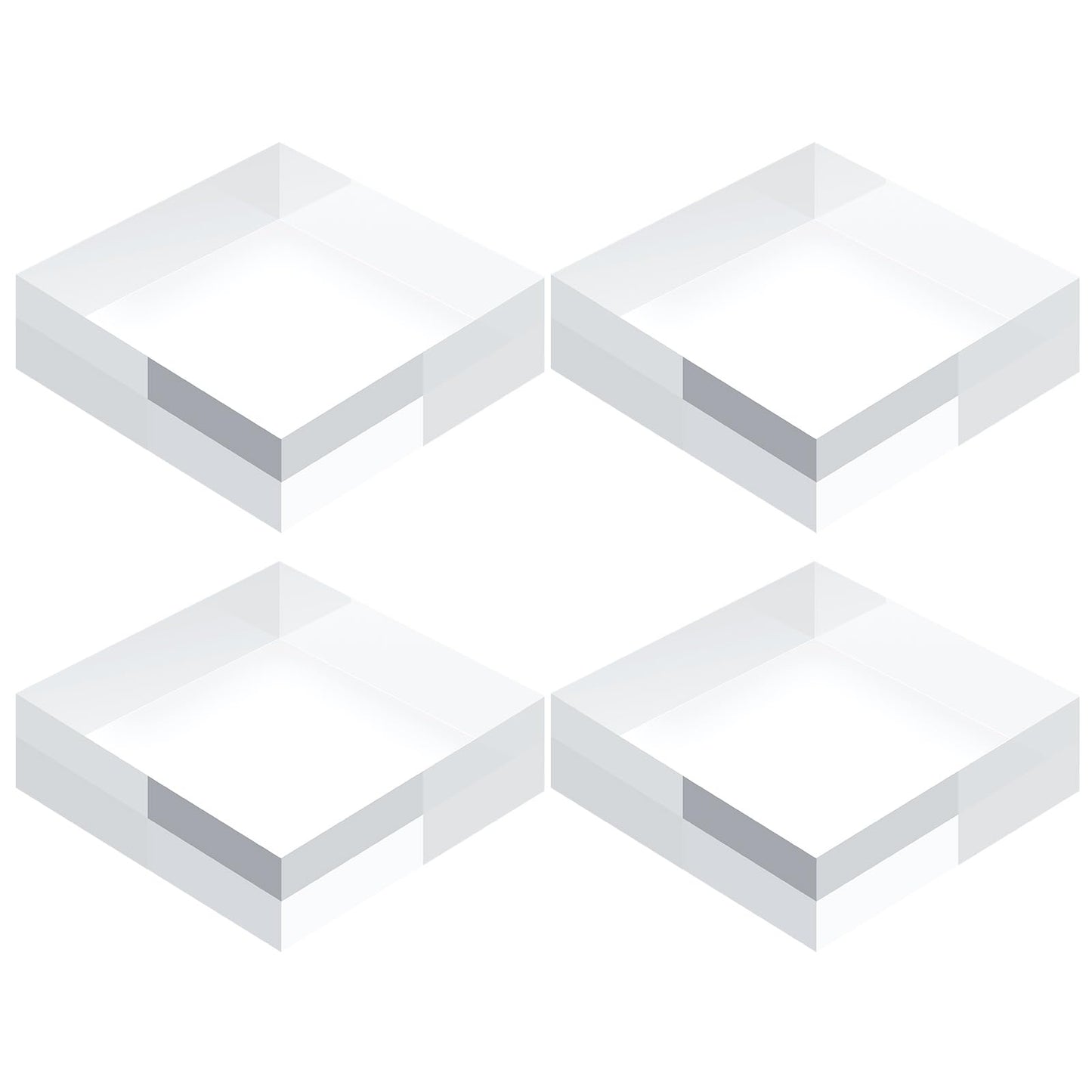 TOWEBOORY 4 Pcs Acrylic Base Stand, 3*3*1 Inch Acrylic Blocks for Display Square Cube Riser Display Pedestal Stands Clear Polished Cubes Holder for Jewelry Perfume Ring Collection Props Cake