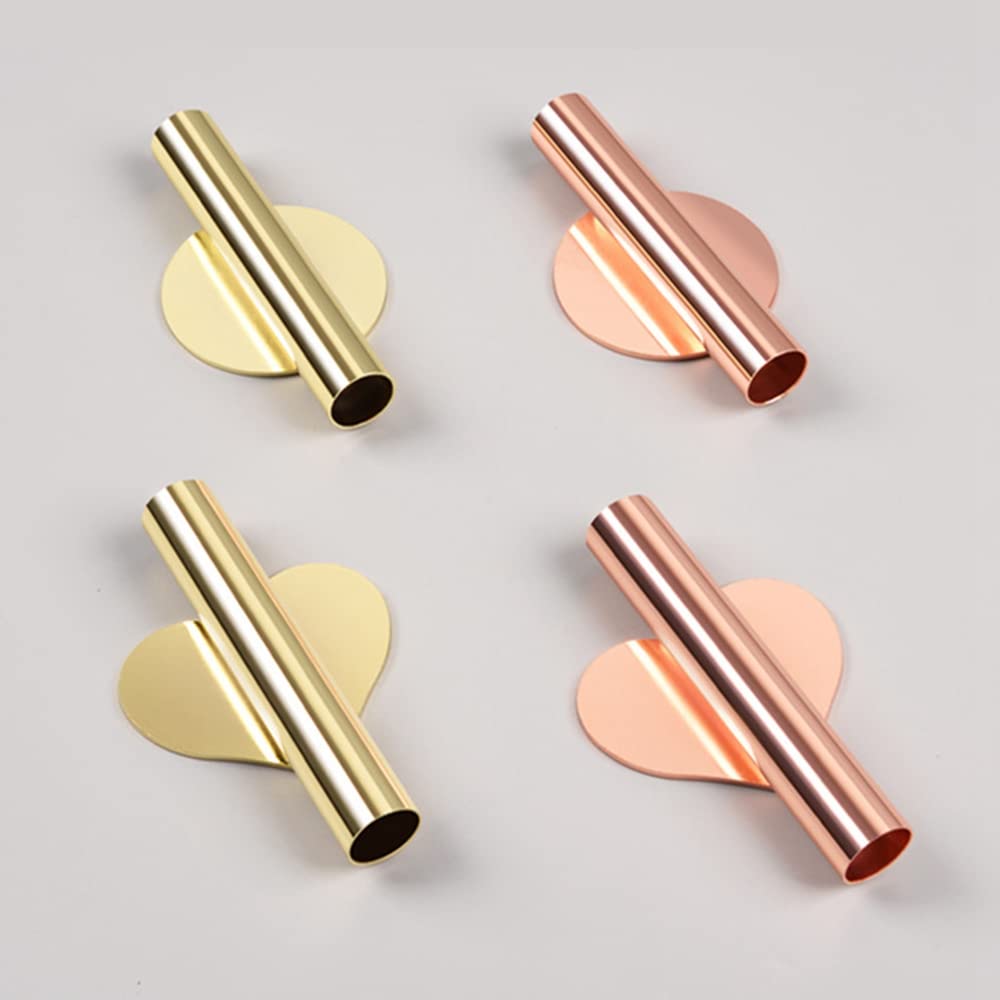 2 pcs Wall Flower Vase Tube Metal Flower Vase, Wall-Mounted Flower Tube for Flower Display,Modern Dried Flower Holder Wall Decoration for Porch Home Office Included Adhesive Material (Gold-Love)