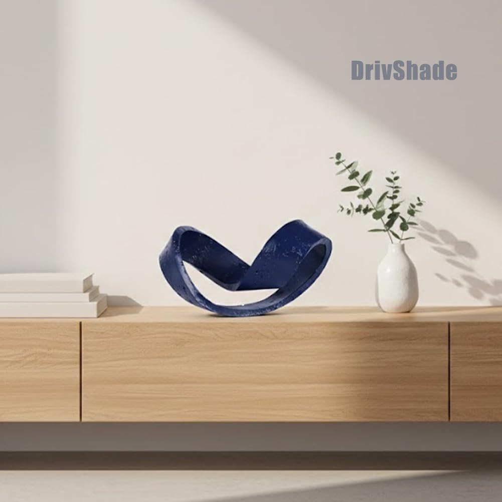 DrivShade Geometric Knot Sculpture, Modern Coffee Table Decor Abstract Figurines, Boho Home Decor Statue for Shelf, Living Room, Office Desktop, Bedroom, Bookcase Decorative (Blue)
