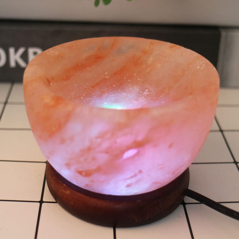 Fantasee Himalayan Salt Lamp, Natural Handcarved Salt Crystal Light Release Negative Ions Perfect for Home Bedroom Living Room Office Yoga Night Light Air Purifying Gift(Bowl - 7 Colors Changing)