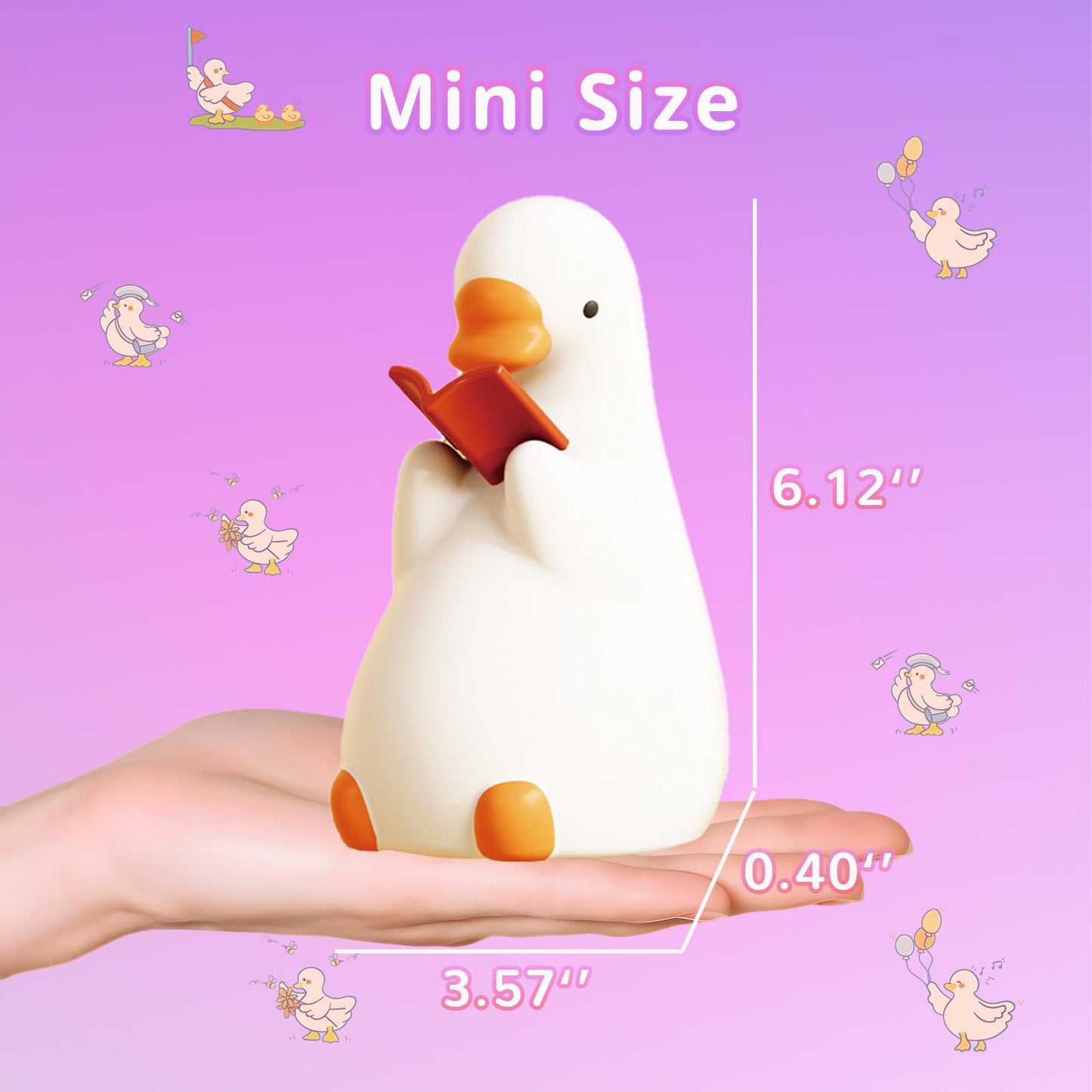 AVEKI Goose Reading Light, Soft Squishy Silicone Duck Night Light for Kids Baby Toddler, Rechargeable LED Touch Lamp for Nursery Kids Room Bedroom Decor, Cute & Funny Gifts for Boys and Girls