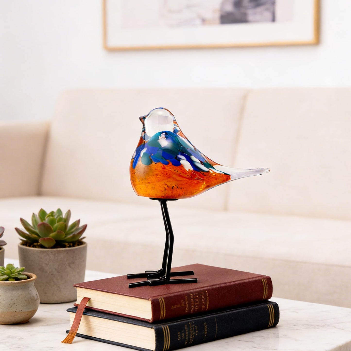 ORRFIDDY Glass Bird Figurines Art Collectible Ornaments Statue Figurines Modern Handmade Sculpture Home Decor