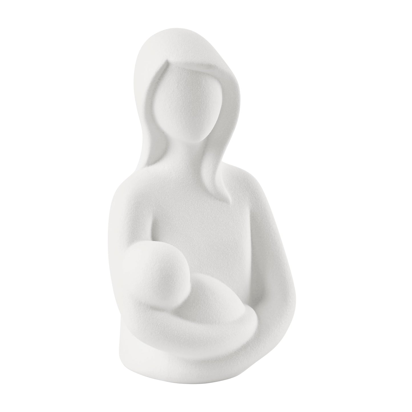 Danya B Hans White Abstract Mother Holding Baby Decorative Accent Matte Ceramic Sculpture Figure Set