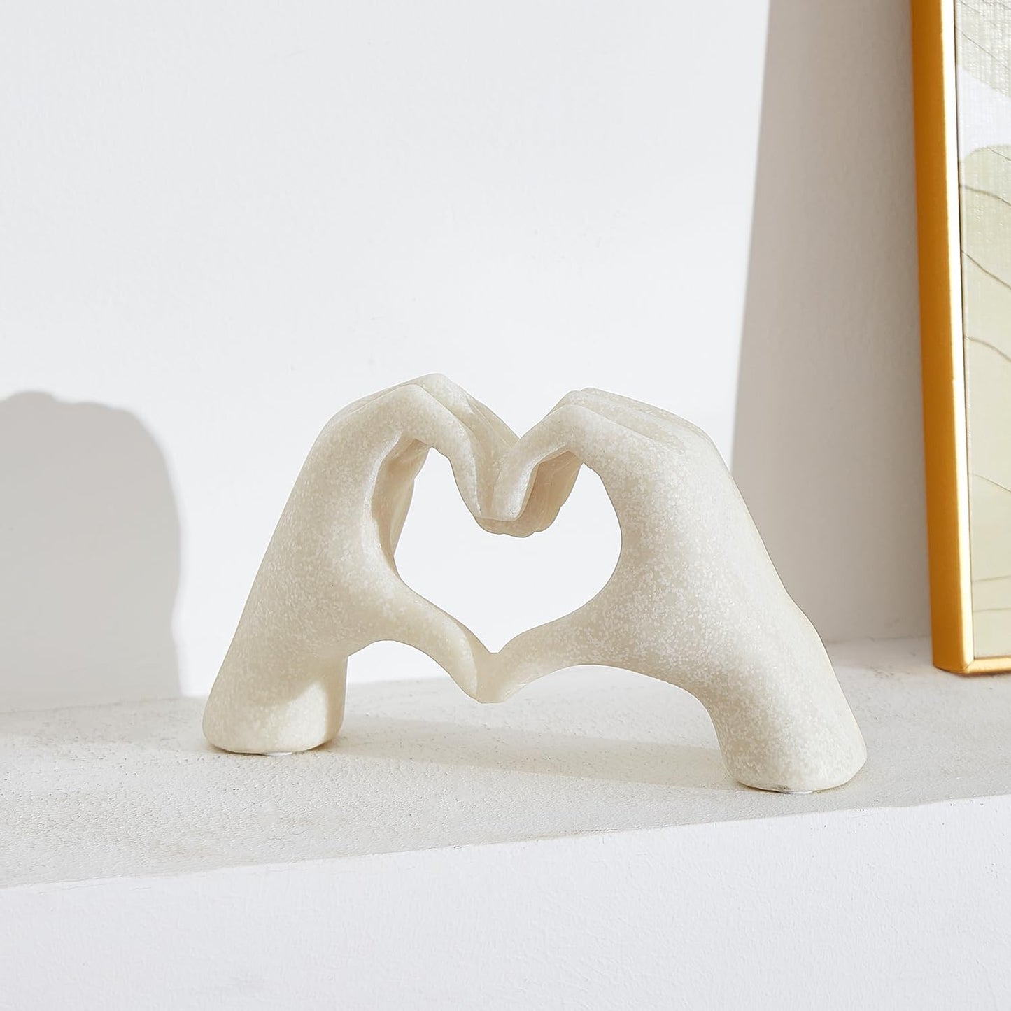OTARTU Marble Gesture Heart Decoration, Modern Love Statue Finger, Abstract Heart Hands Sculpture Home Wedding Decoration,Shelf Decor