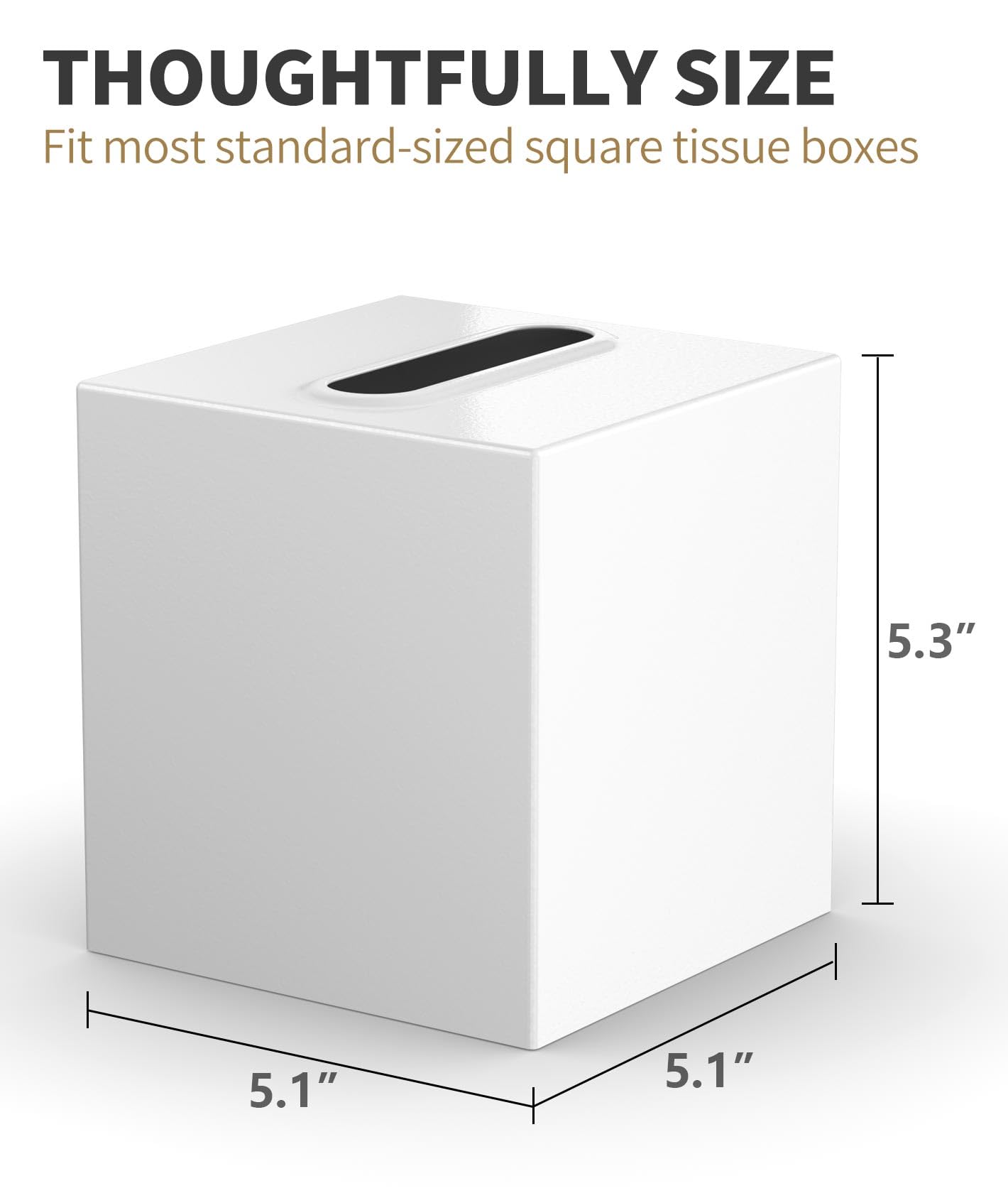 Livelab Metal Tissue Box Cover, Square Tissue Box Holder Modern Decor Facial Napkin Holder Tissue Box Dispenser for Bathroom Vanity Countertop, Living Room, Bedroom, Office | White