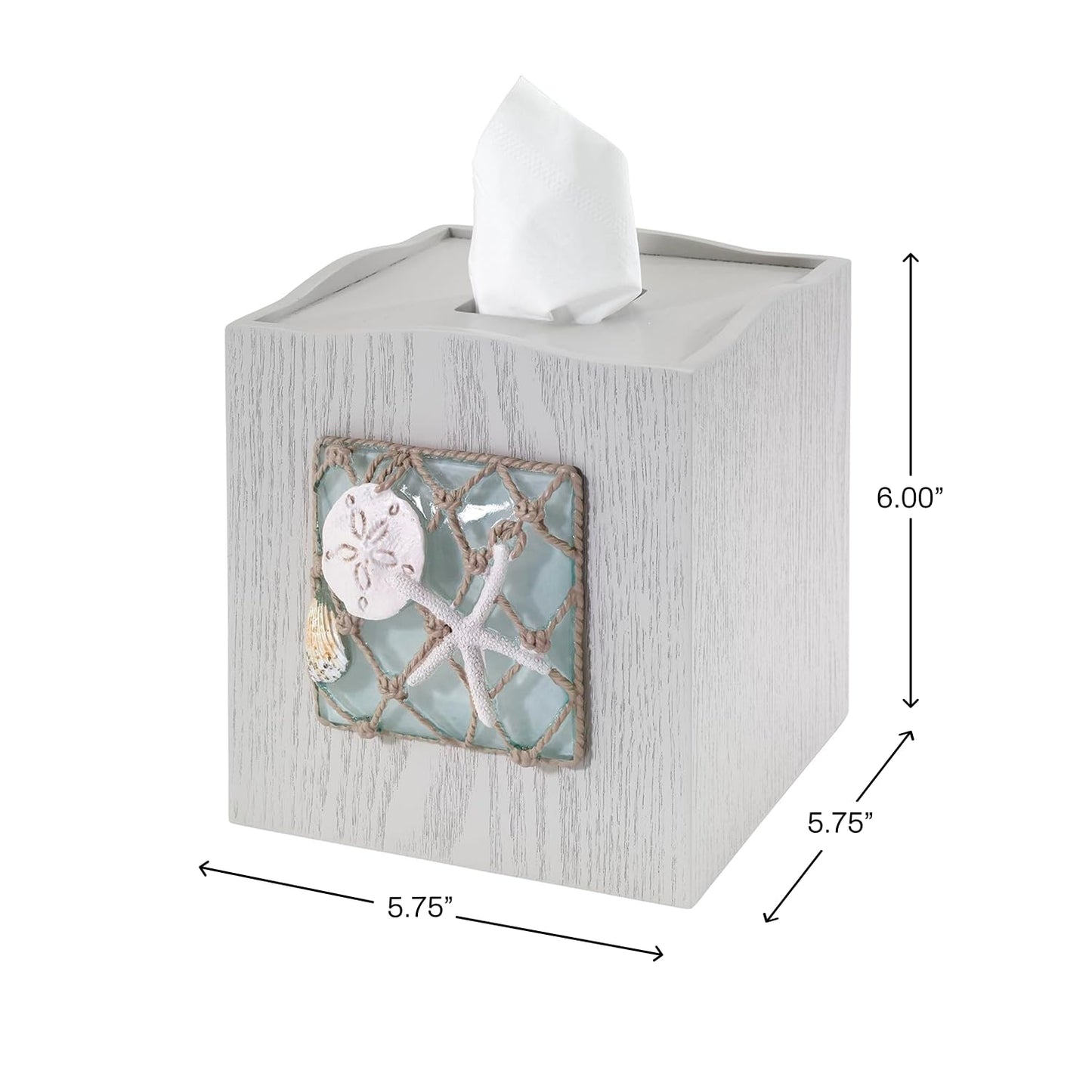 Avanti Linens - Tissue Box Cover, Coastal Home Decor, Seaglass