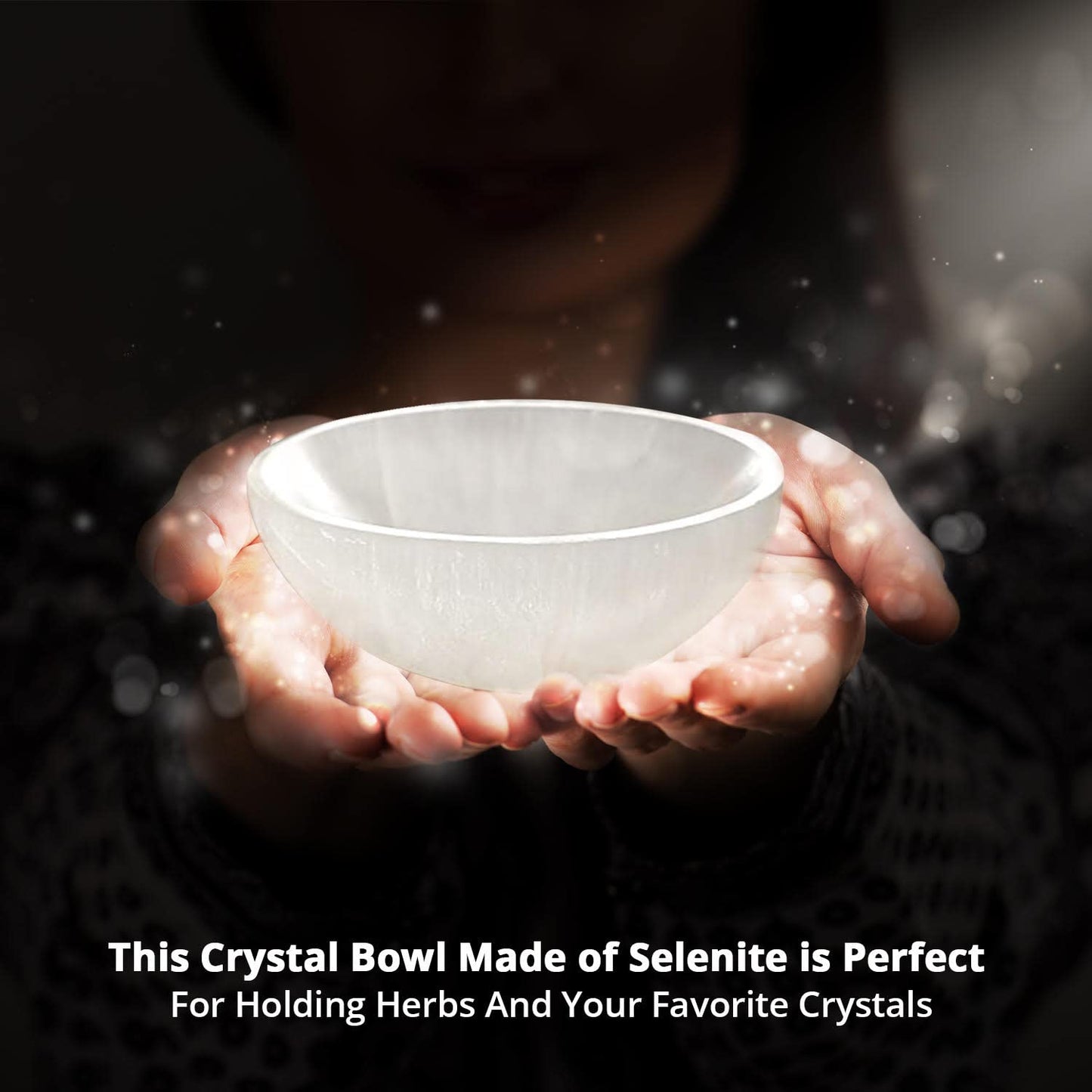 WBM Selenite Crystal Bowl - 4 Inch for Smudging, Healing and Recharging Crystals, Charging Station for Crystals and Healing Stones |Witchcraft Supplies - White