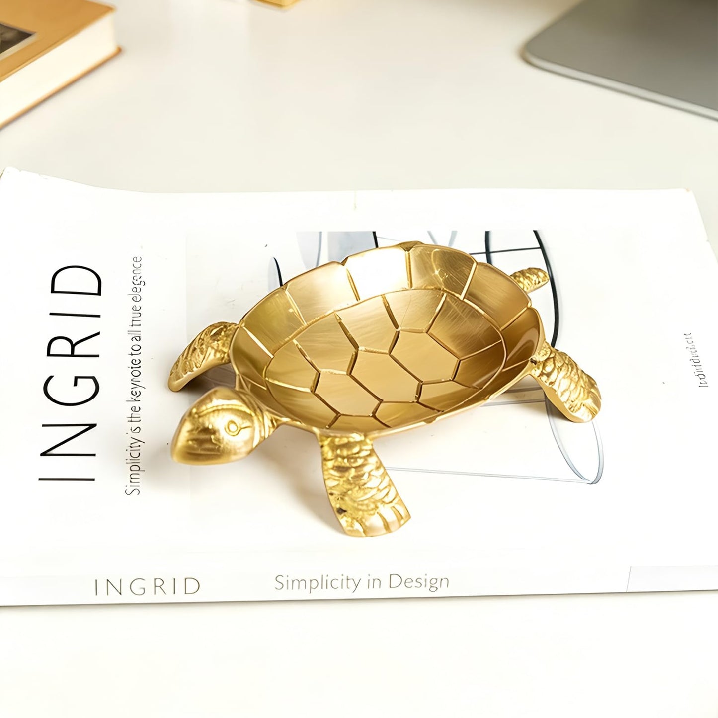100% Solid Brass Turtle Shaped Candle Dish - Jewelry Dish - Candle Holder - Jewelry Holder - Perfect for Wax Candles, Rings, and Trinkets Dish,Birthday Mother's Day for Women