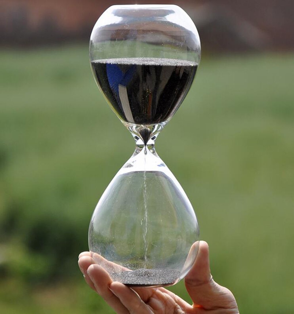 Large Fashion Black Sand Glass Sandglass Hourglass Timer Clear Smooth Glass Measures Home Desk Decor Xmas Birthday Gift (60 minutes)