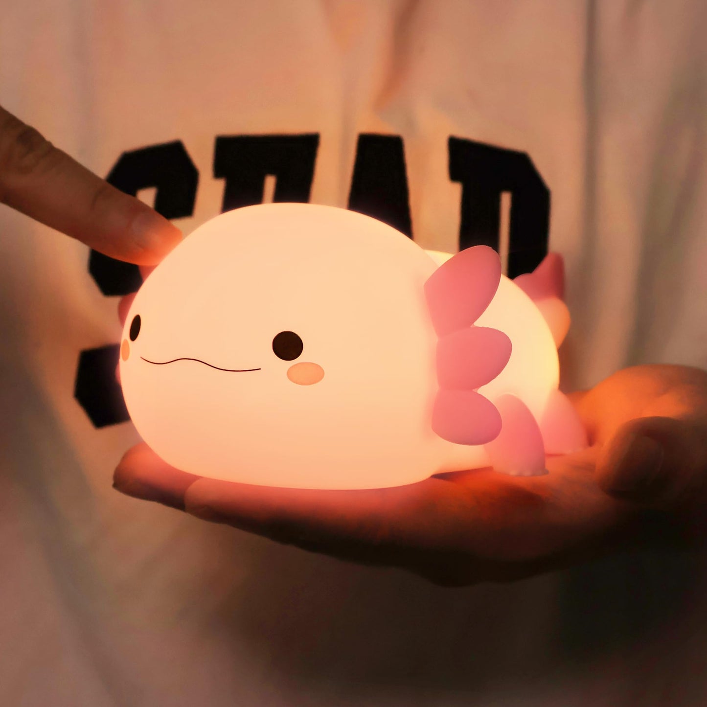 Ammonite Axolotl Gifts, Axolotl Night Light for Kids - Squishy Silicone LED Touch Cute Lamp, Xmas Birthday, Kawaii Bedroom Decor Nursery Lamp for Boys Girls Mom