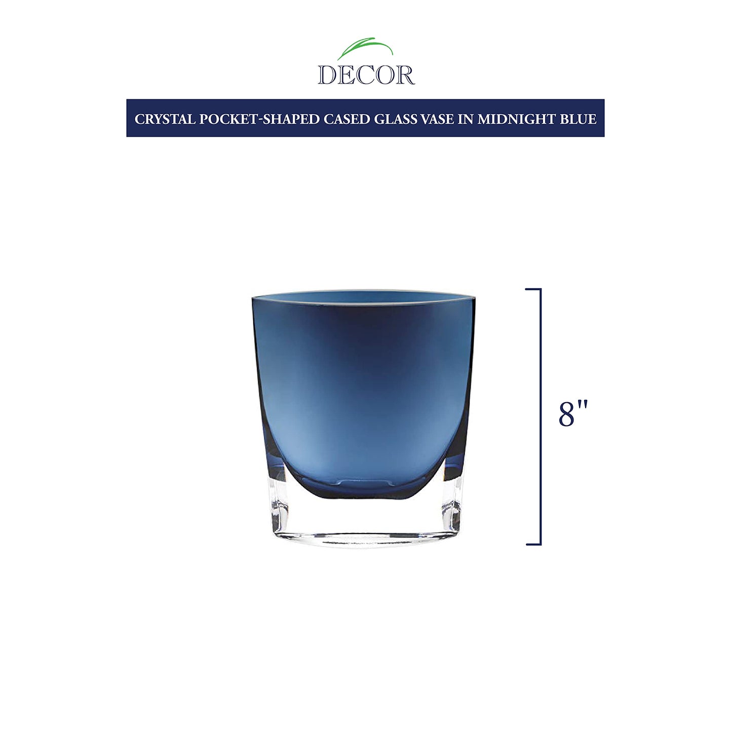 Badash Samantha Midnight Blue Crystal Flower Vase Centerpiece, 8 Inch