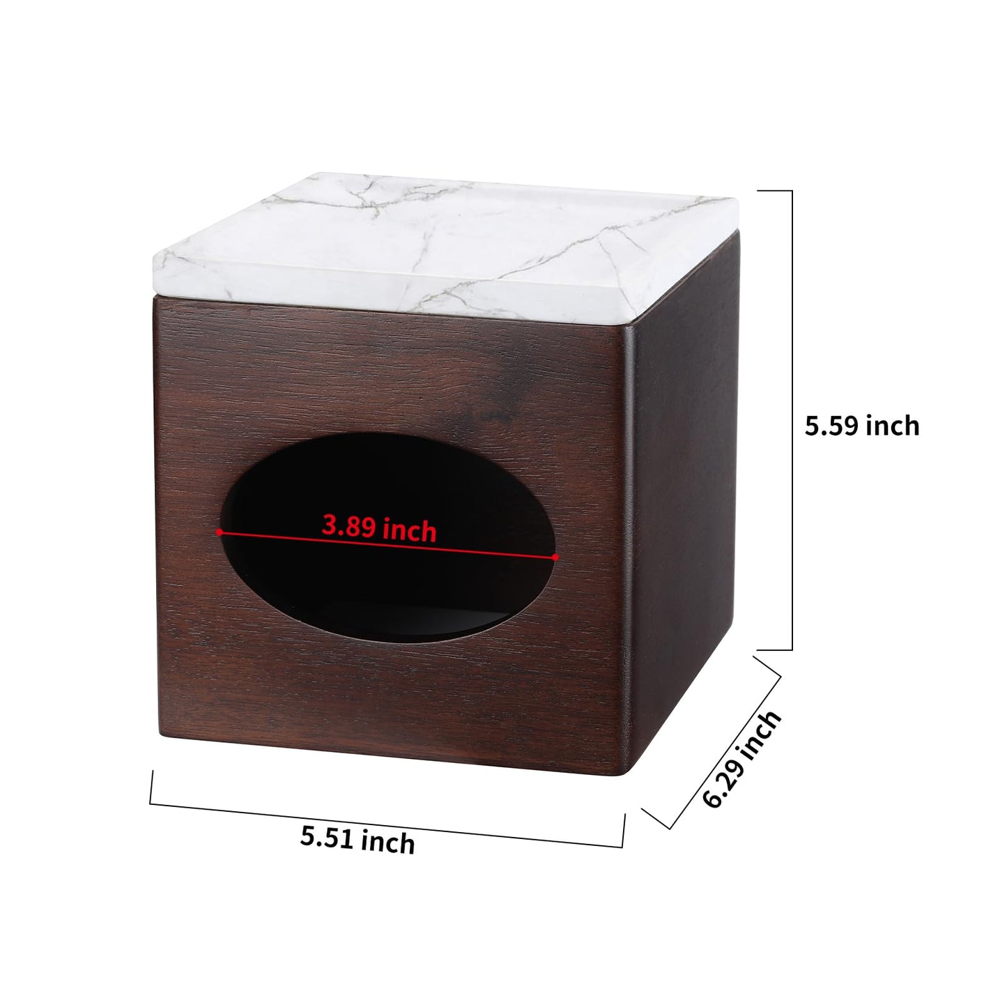 Tissue Box Cover Marble top (Dark) Tissue Cover for Bathroom Tissue Box Cover Cube for Home Office Table Counter Square Marble top Tissue Holder with stoarge Tray