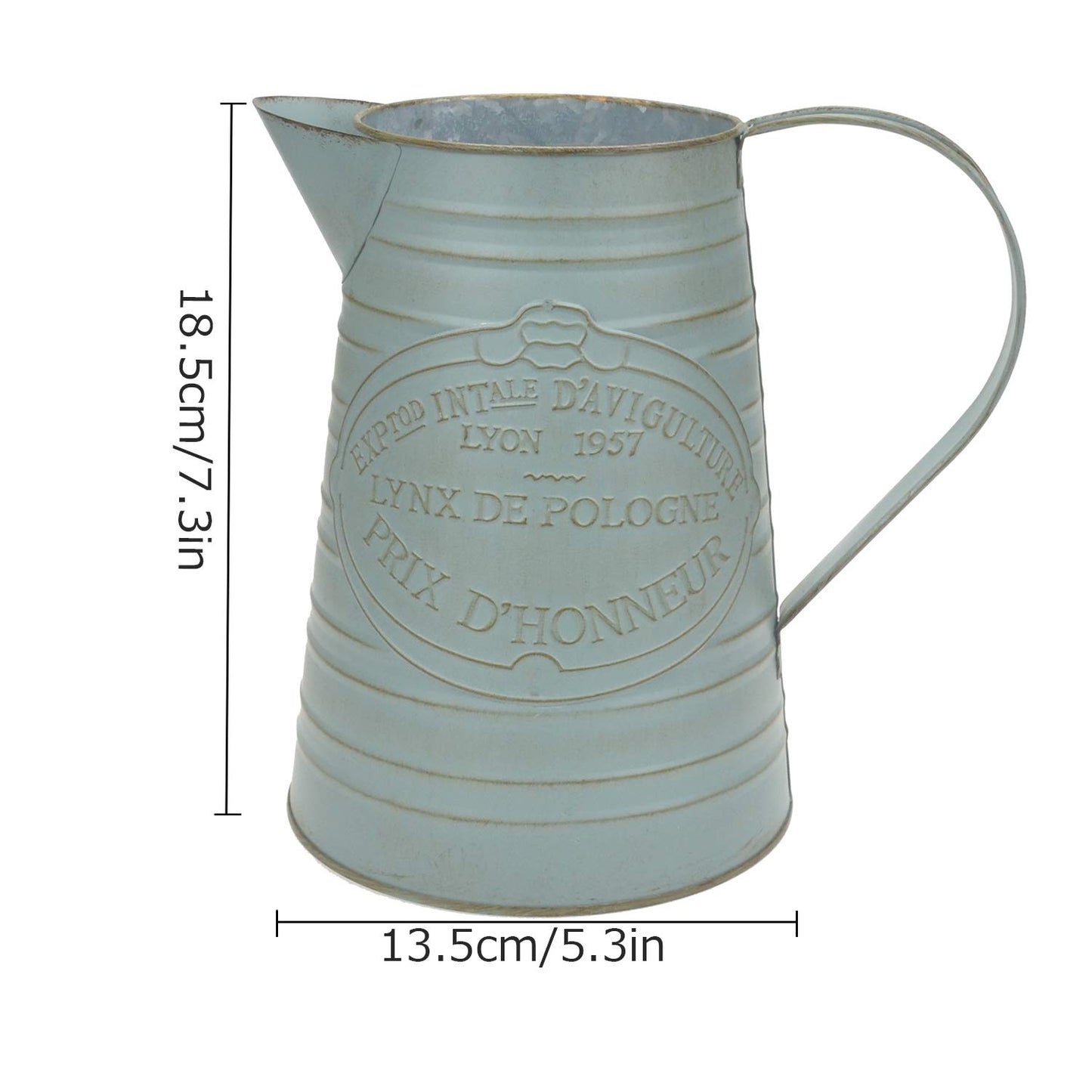YHOMBES Shabby Chic Large Metal Jug Flower Pitcher Vase Primitive Jug Vase for Home Decoration