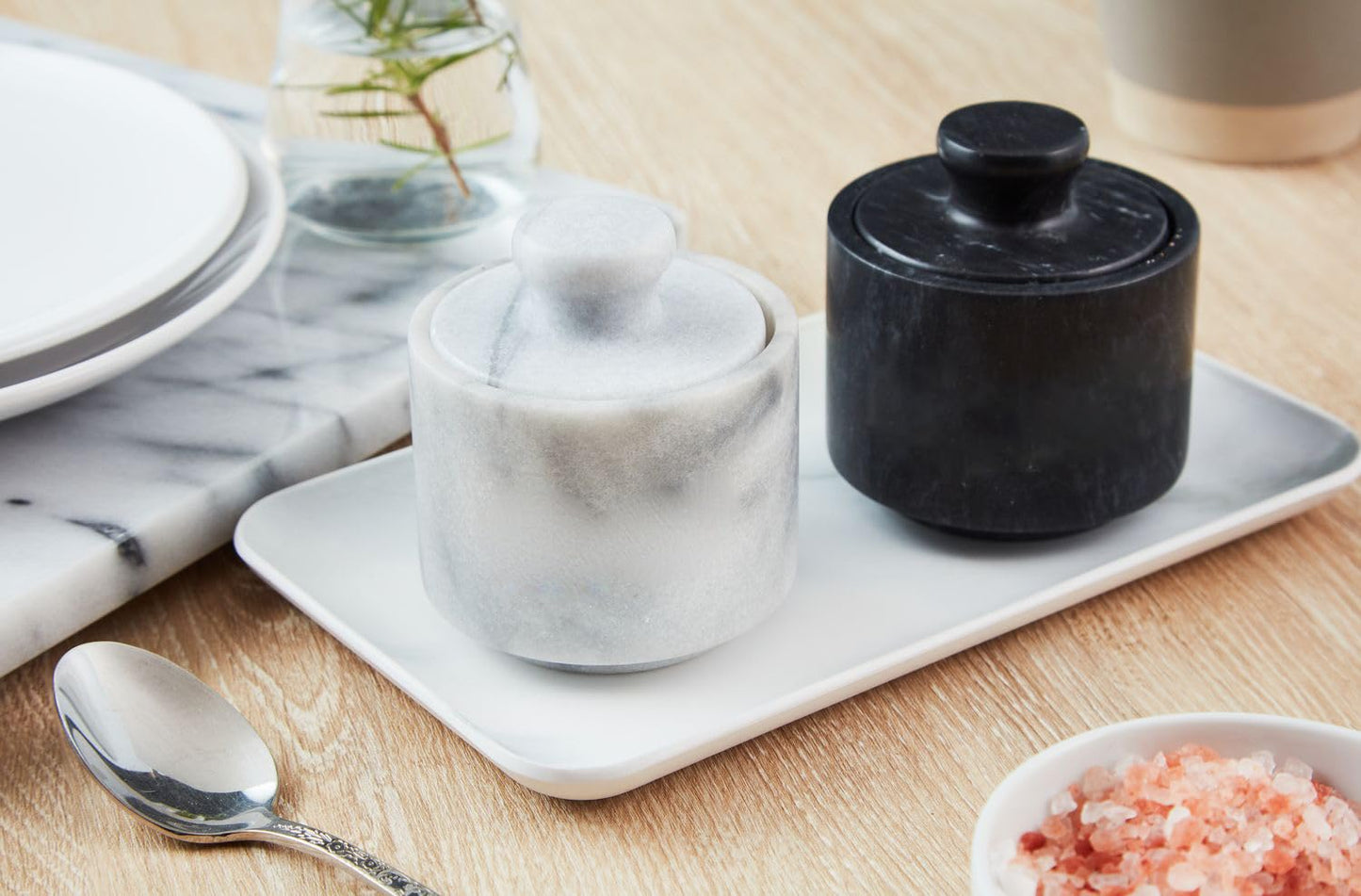 JEmarble Marble Salt Cellar, 3-Inch, Marble, White