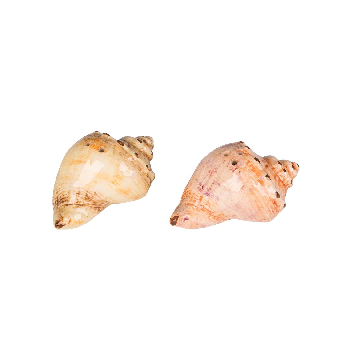 Beachcombers 2.8" Ceramic Conch Shell Salt/Pepper Set Of 2 Nautical Coastal Beach Home Kitchen Dining Dinner Table Tabletop Decor Decoration Orange
