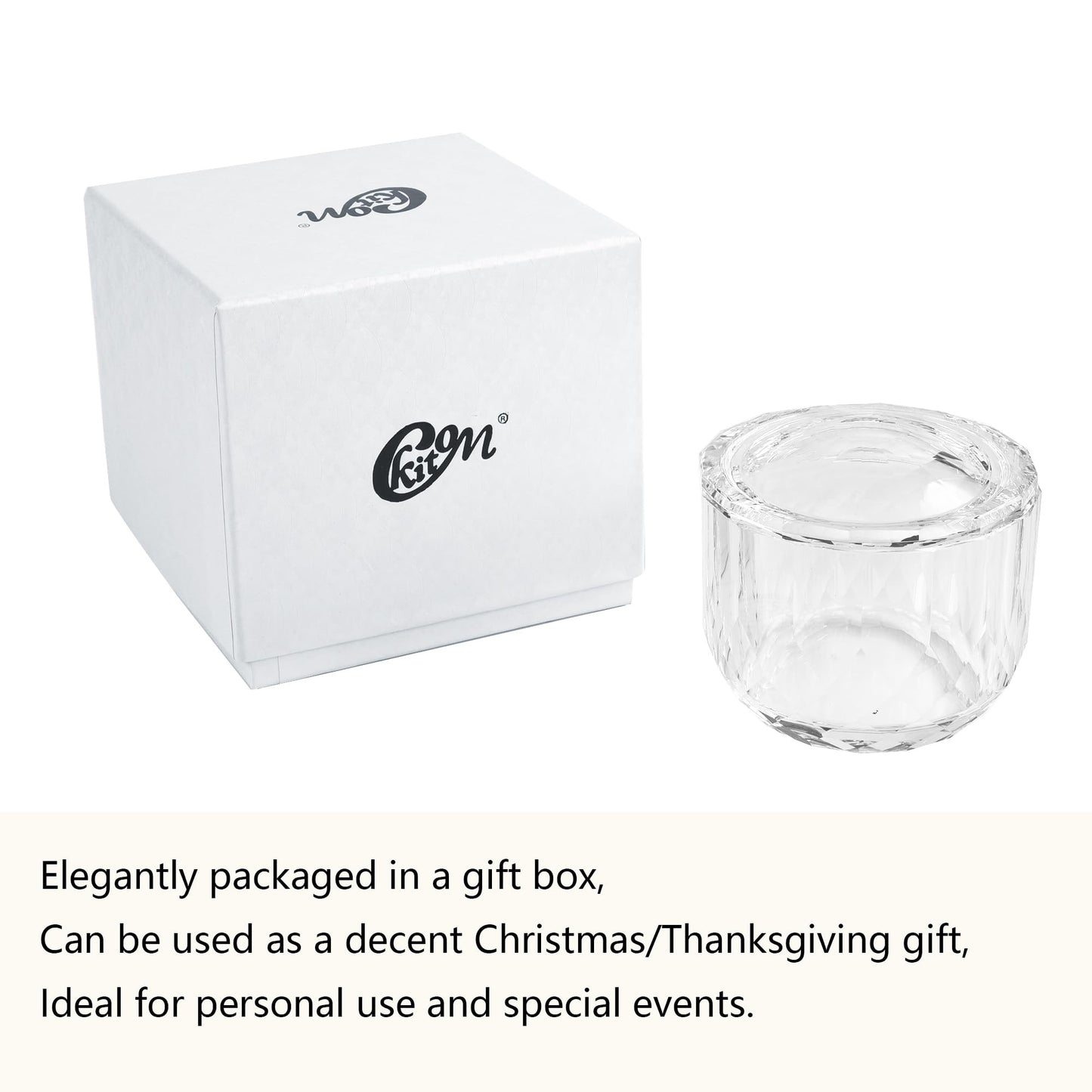 kitCom Crystal Candy Dish With Lid Hand-Cut Home Decorative Jewelry Box Candy Jar W 3.9" x H 3.5", Comes With Gift Box