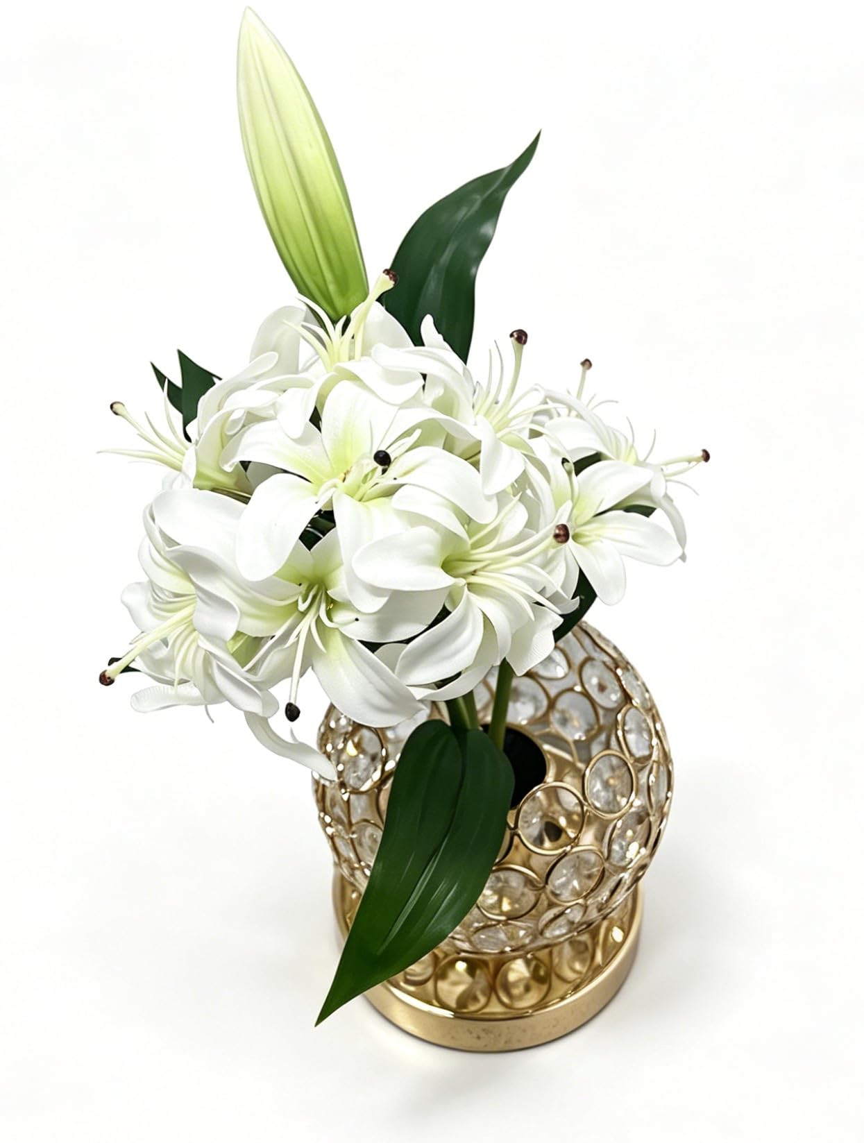 MMHF Mini Lily Flowers Table Lamp, Rechargeable Cordless Crystal Lamp