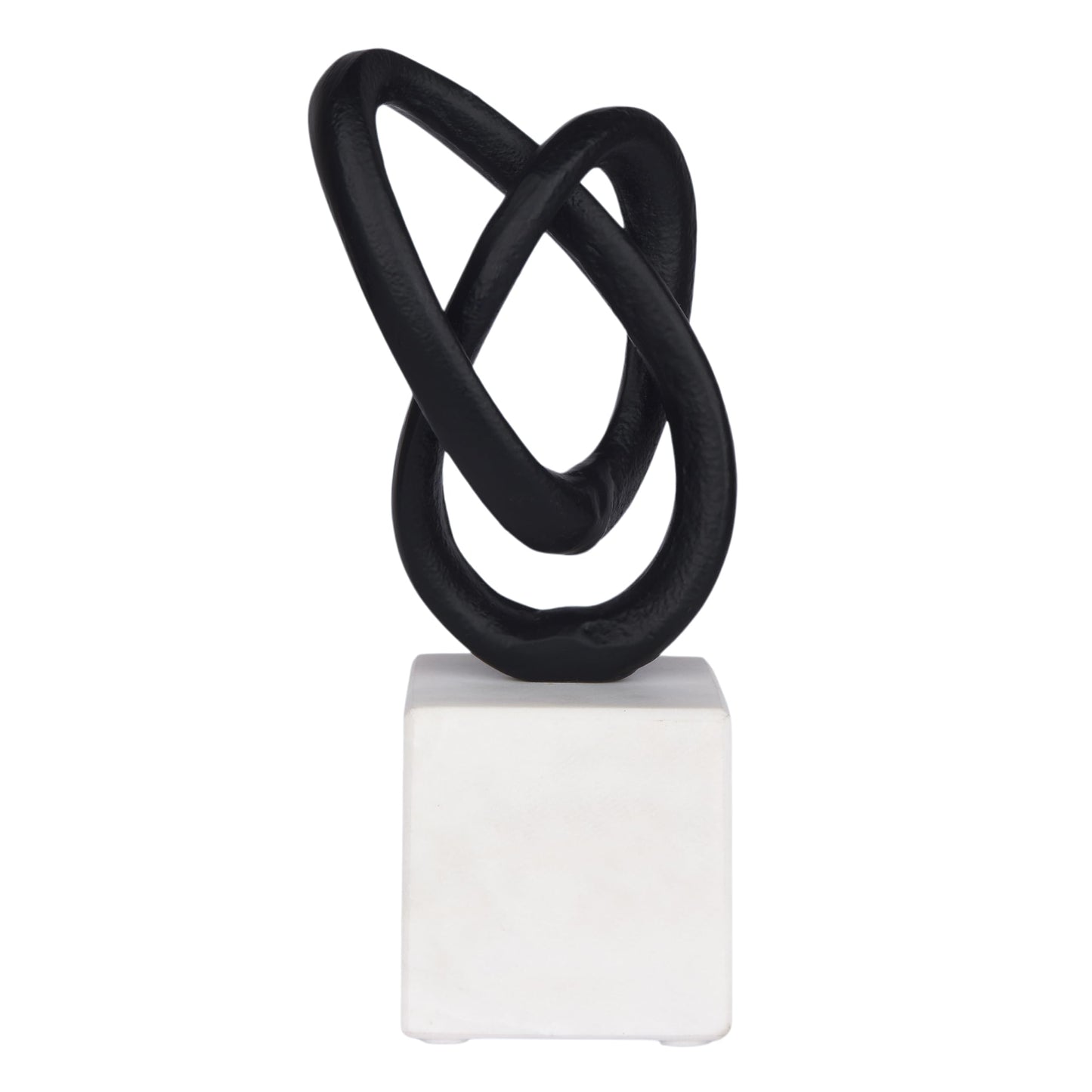 Cruiser’s Caché Entwined Love Sculpture, Artisan-Made Cast Aluminum with Black Anthracite Finish, Natural Marble Base, 10"