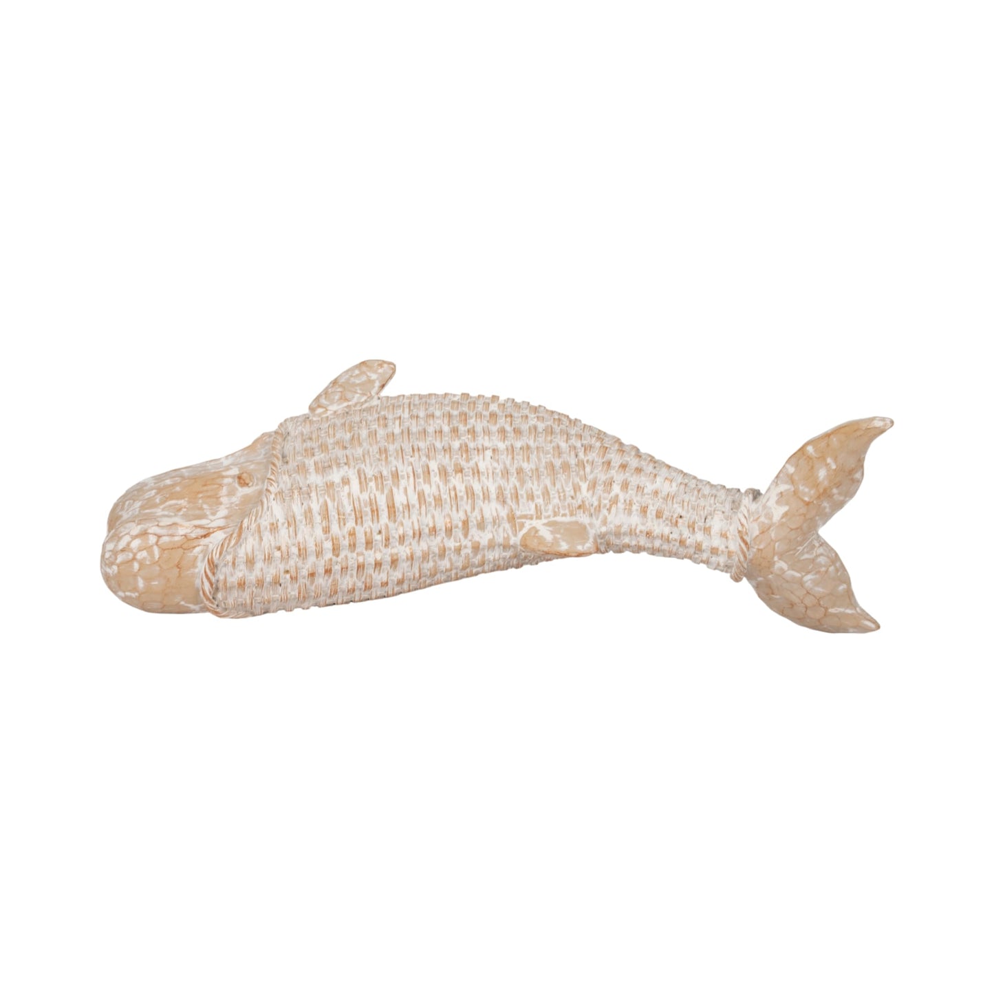 Elegant Whale Figurine for Home Decor - Coastal Chic Sculpture for Bathroom, Office, Room and Living Room Accent -Modern Seaside Ornaments for Shelf or Coffee Table Display - 5", White & Tan
