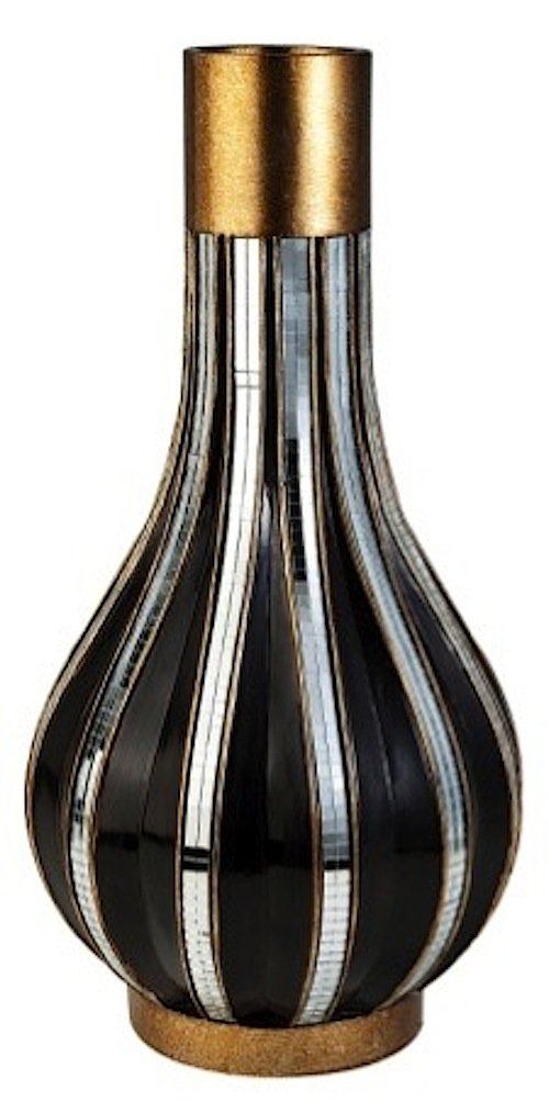 ORE International K-4246-V2 Metallic Tiles Decorative Vase, Black/Gold, 16 25 H