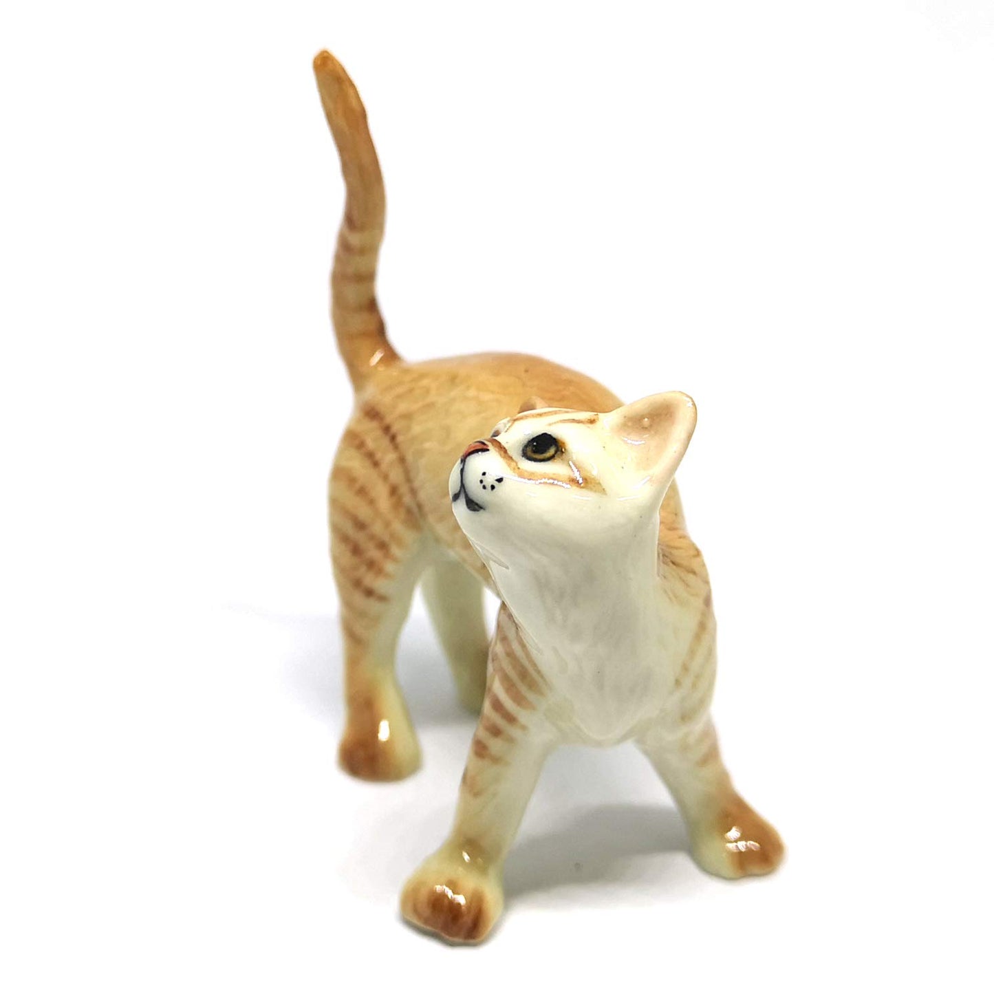 ZOOCRAFT Ceramic Orange Tabby Cat Figurine, Hand-Painted Stoneware Kitten Sculpture for Shelf & Desk — Artisan Gift for Cat Lovers, Cat Moms & Pet Owners