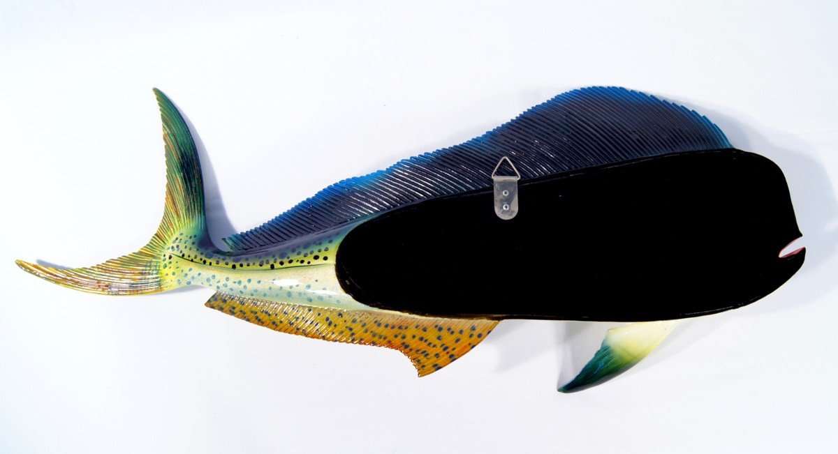 Handpainted Jumbo Green Dolphin Mahi Mahi Wall Mount Decor Plaque Saltwater Game Fish Replica 48