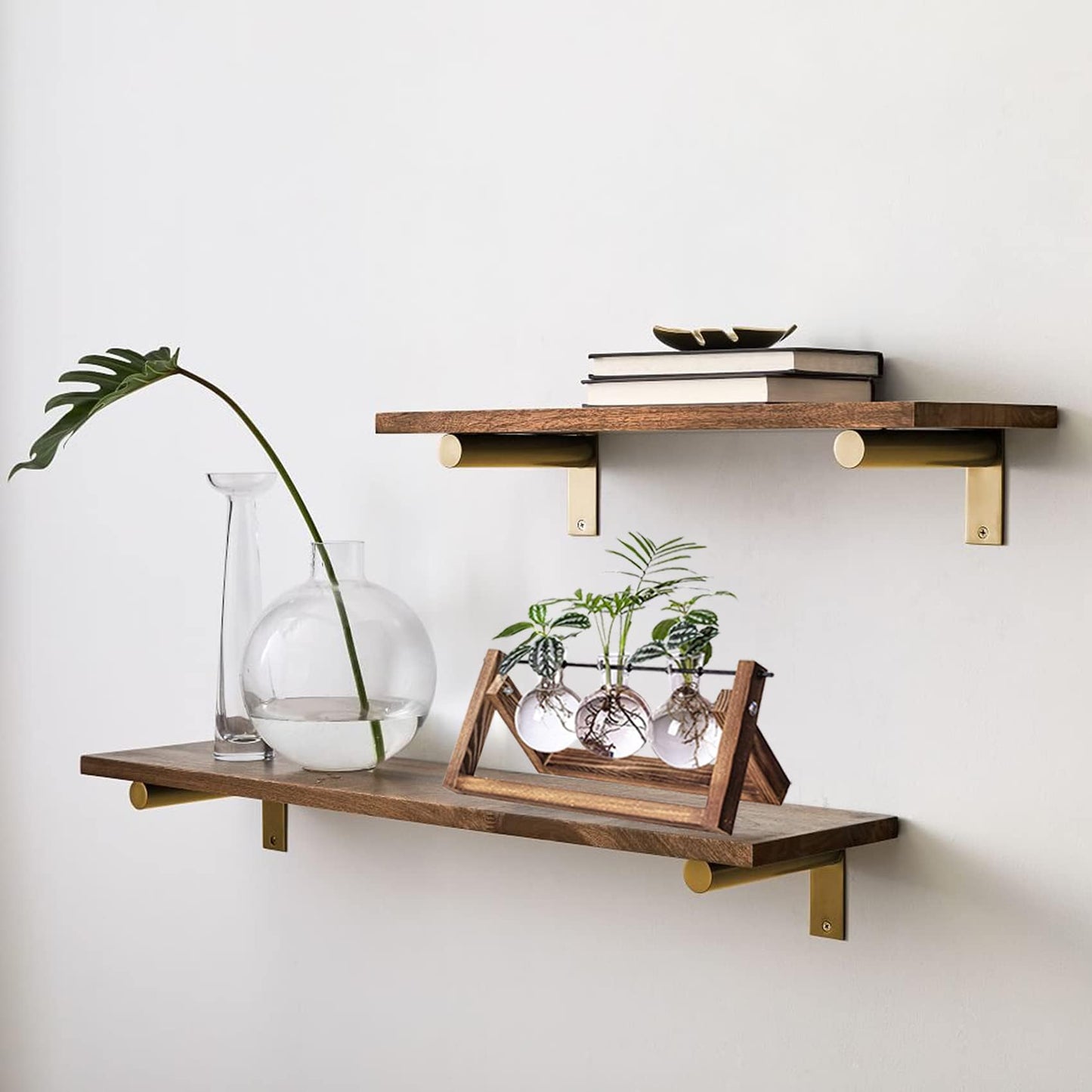 Kingbuy Plant Propagation Station, 3 Glass Bulb Vases with Wooden Stand