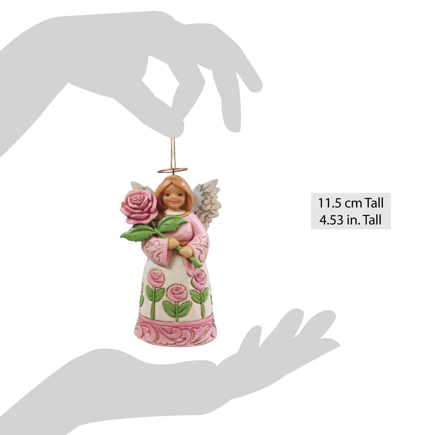 Enesco Jim Shore Heartwood Creek Angel Holding a Rose Hanging Ornament, 4.5 Inch, Multicolor